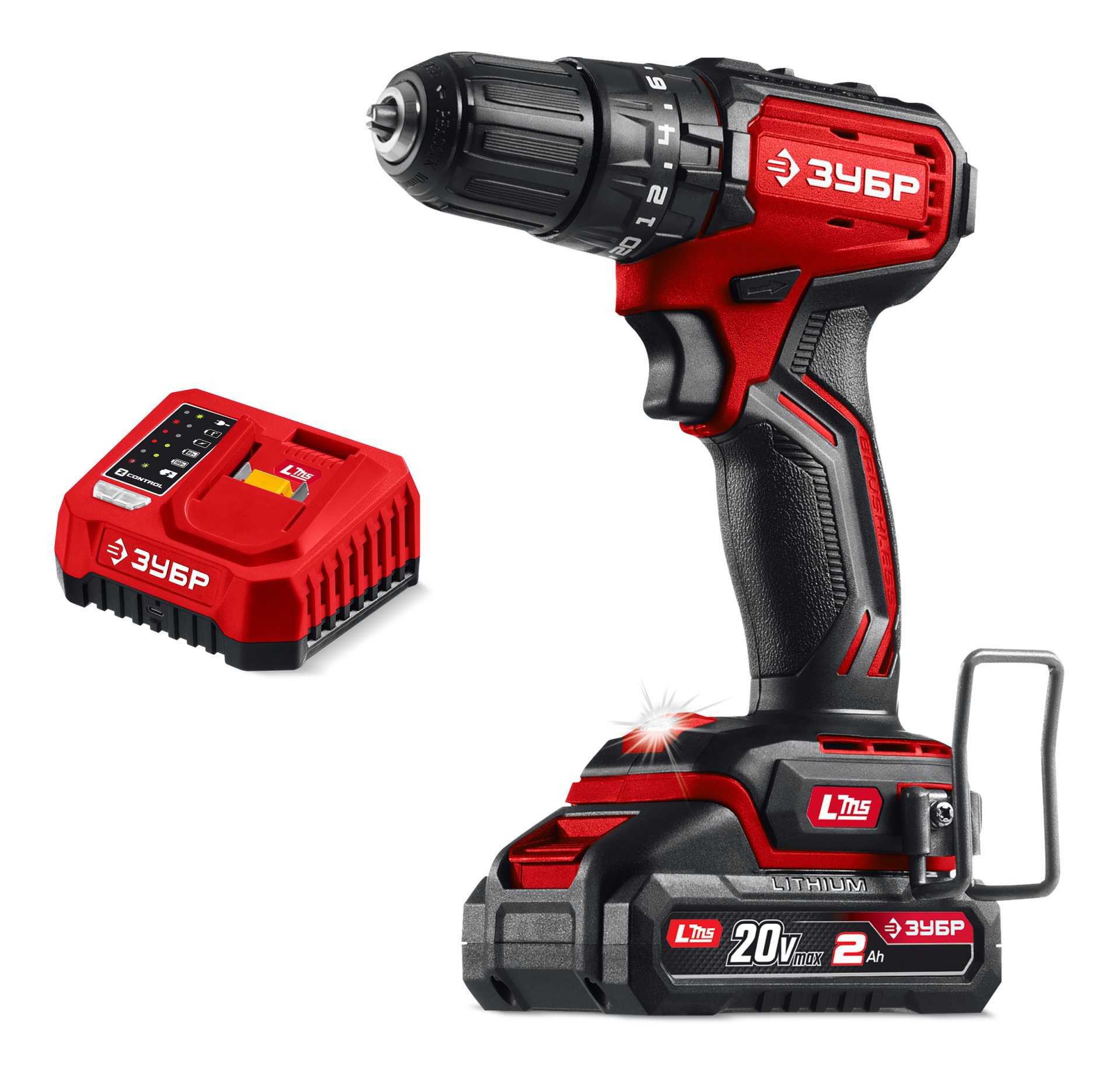 Изображение товара Дрель-шуруповерт аккумуляторная ЗУБР Мастер ДБУ-45-21 20 В ударная бесщеточная