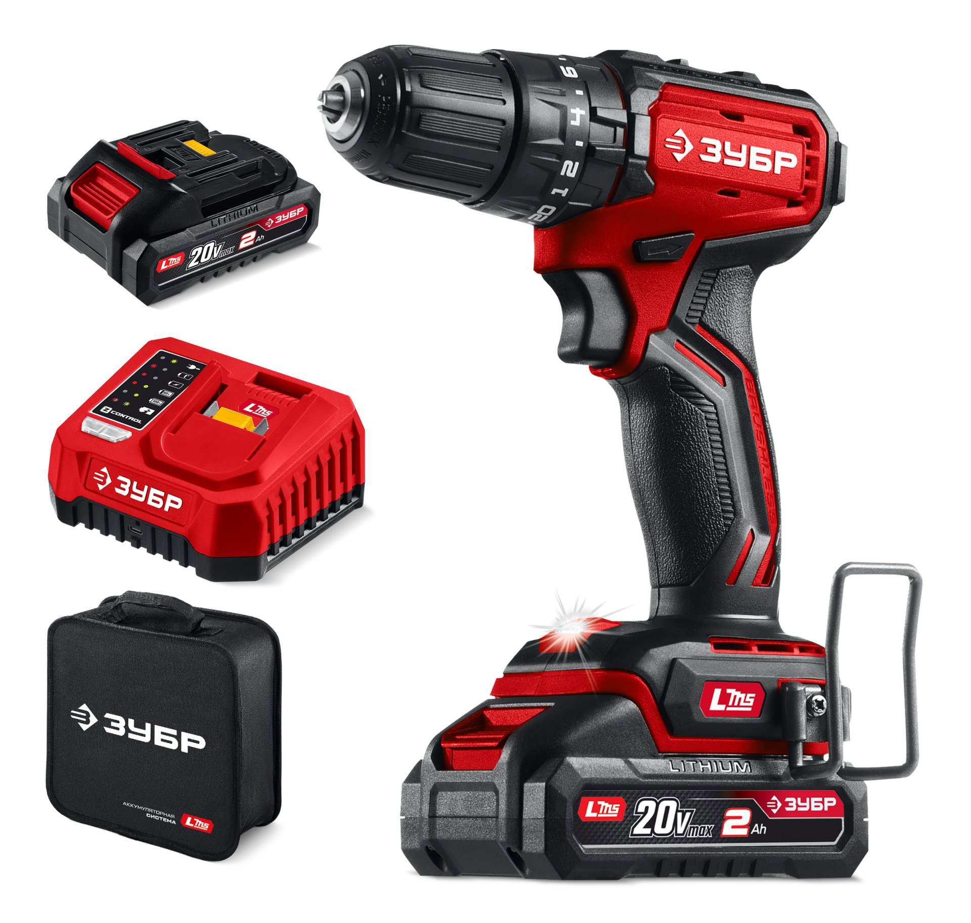 Изображение товара Дрель-шуруповерт аккумуляторная ударная ЗУБР Мастер ДБУ-45-22 20 В