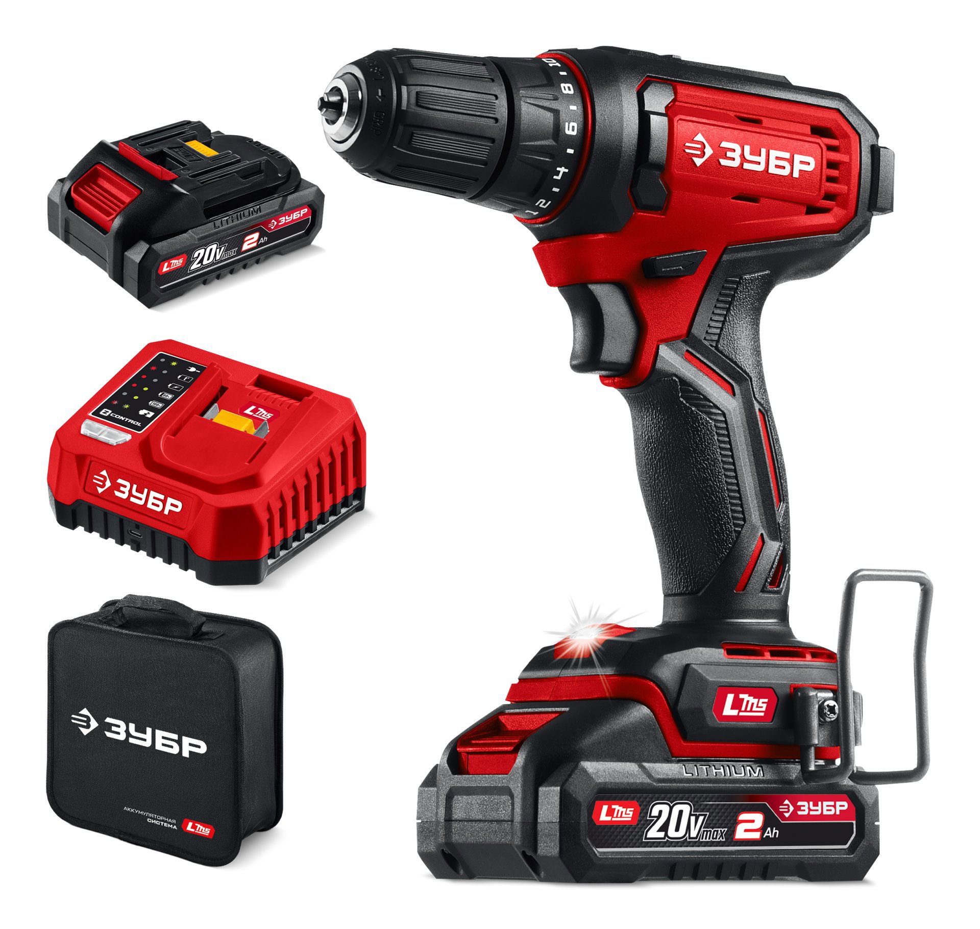 Изображение товара Аккумуляторная дрель-шуруповерт Зубр Мастер ДШ-40-22 20 В Li-Ion 2х2 Ач
