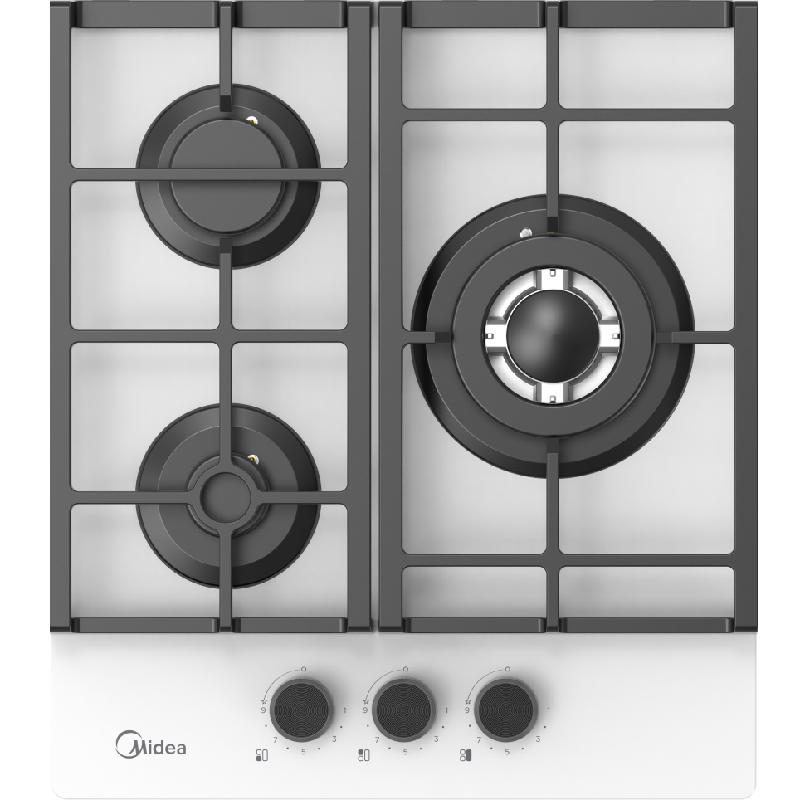 Изображение товара Встраиваемая газовая панель MIDEA MG449TGW 3 конфорки белая