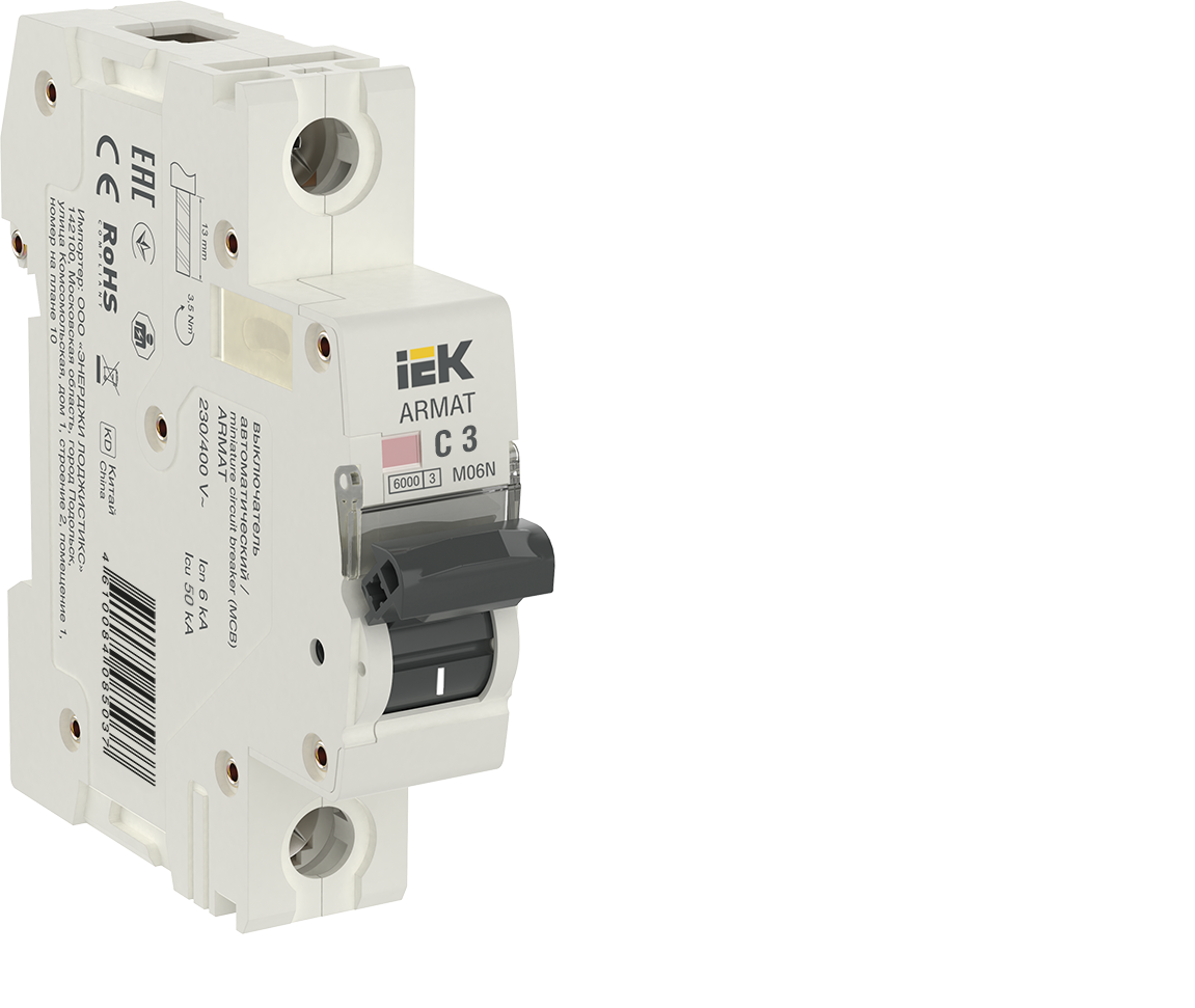 Изображение товара Автоматический выключатель Iek M06N 1P C3 А 6 кА AR-M06N-1-C003