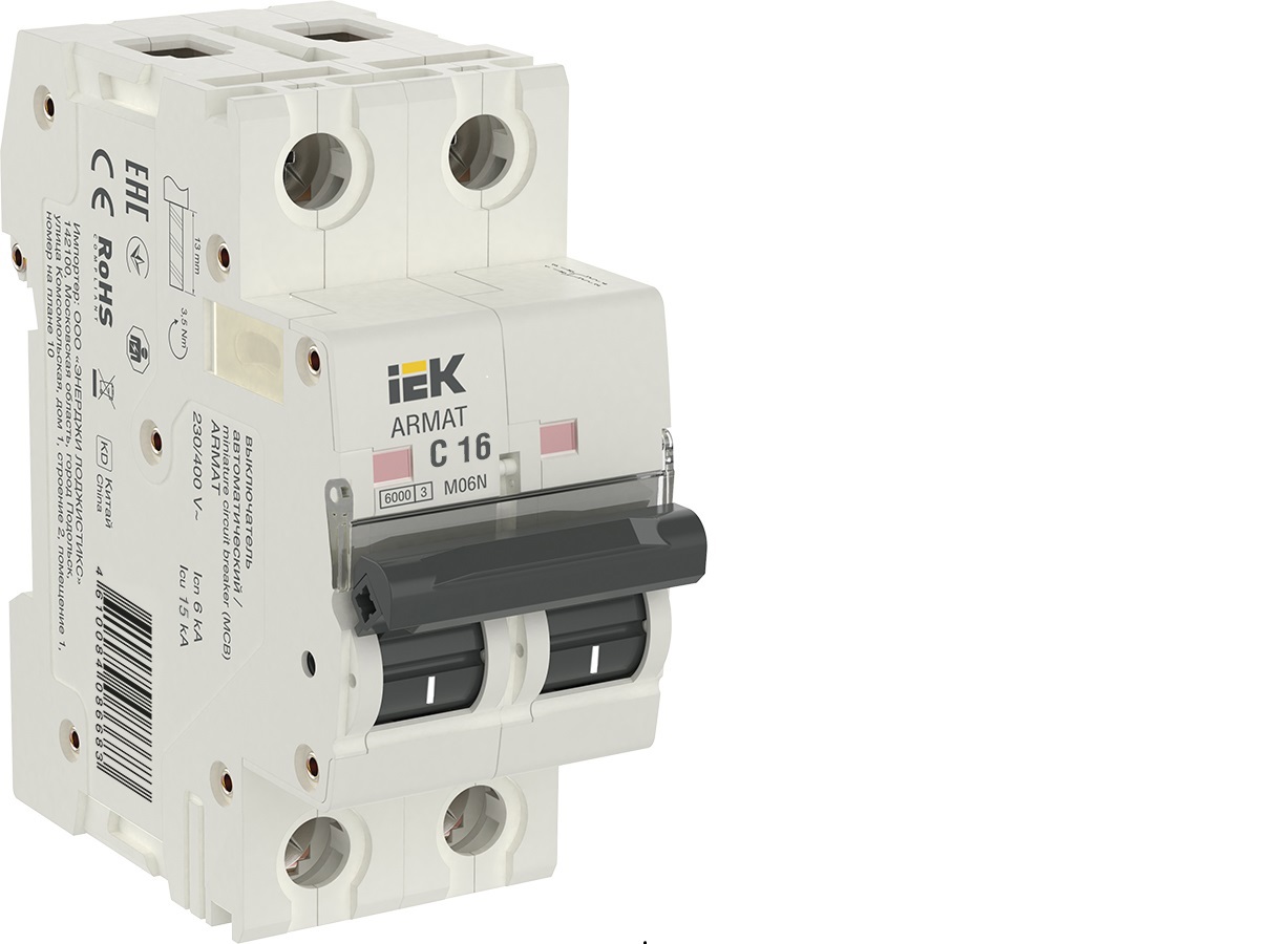 Изображение товара Автоматический выключатель Iek M06N 2P C16 А 6 кА AR-M06N-2-C016
