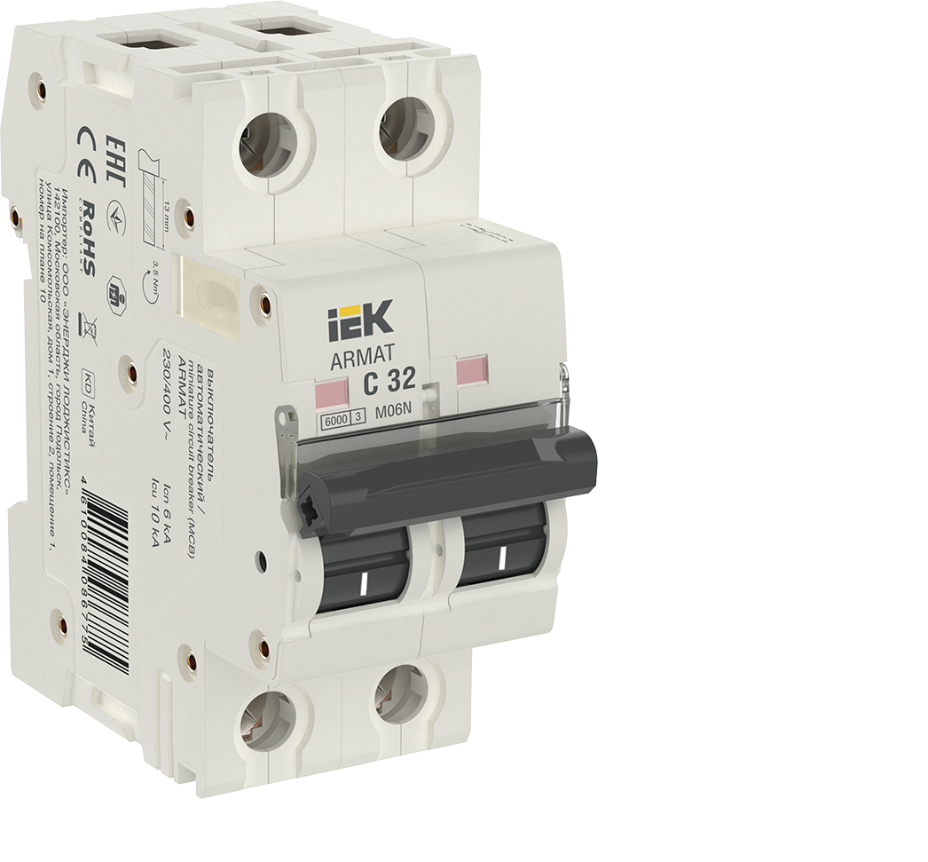 Изображение товара Автоматический выключатель Iek M06N 2P C32 А 6 кА AR-M06N-2-C032