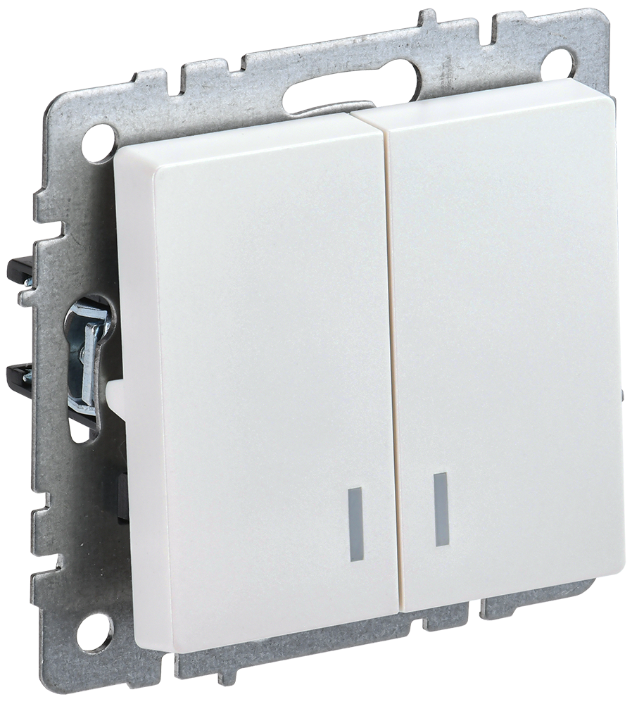 Изображение товара Выключатель встраиваемый Iek Brite BR-V20-1-10-K36 2 клавиши с подсветкой цвет жемчужный