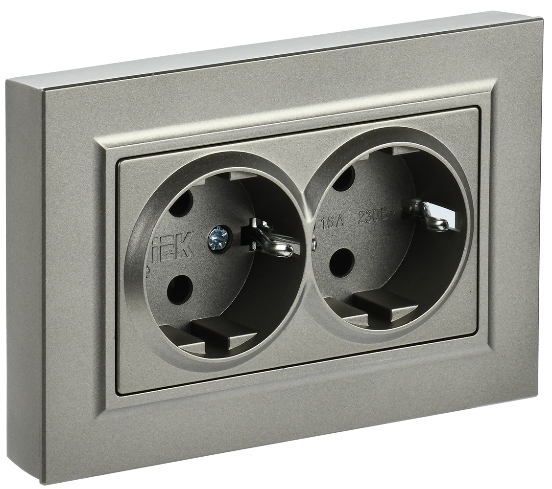 Изображение товара IEK BRITE Розетка 2-я с заземлением BR-R21-16-K37-F шампань