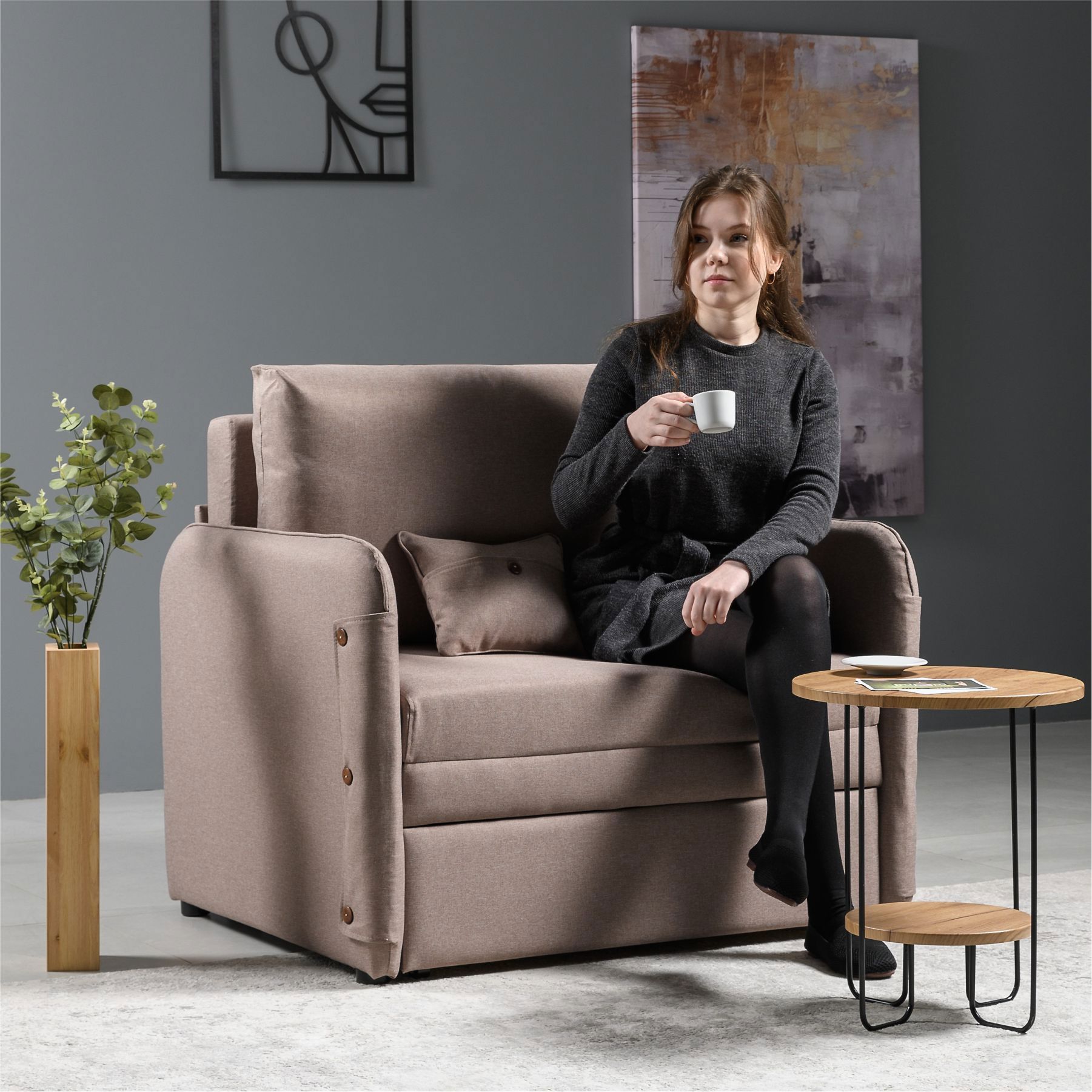 Изображение товара Кресло Нижегородмебель и к Эльба 99x92x81 см рогожка цвет бежевый