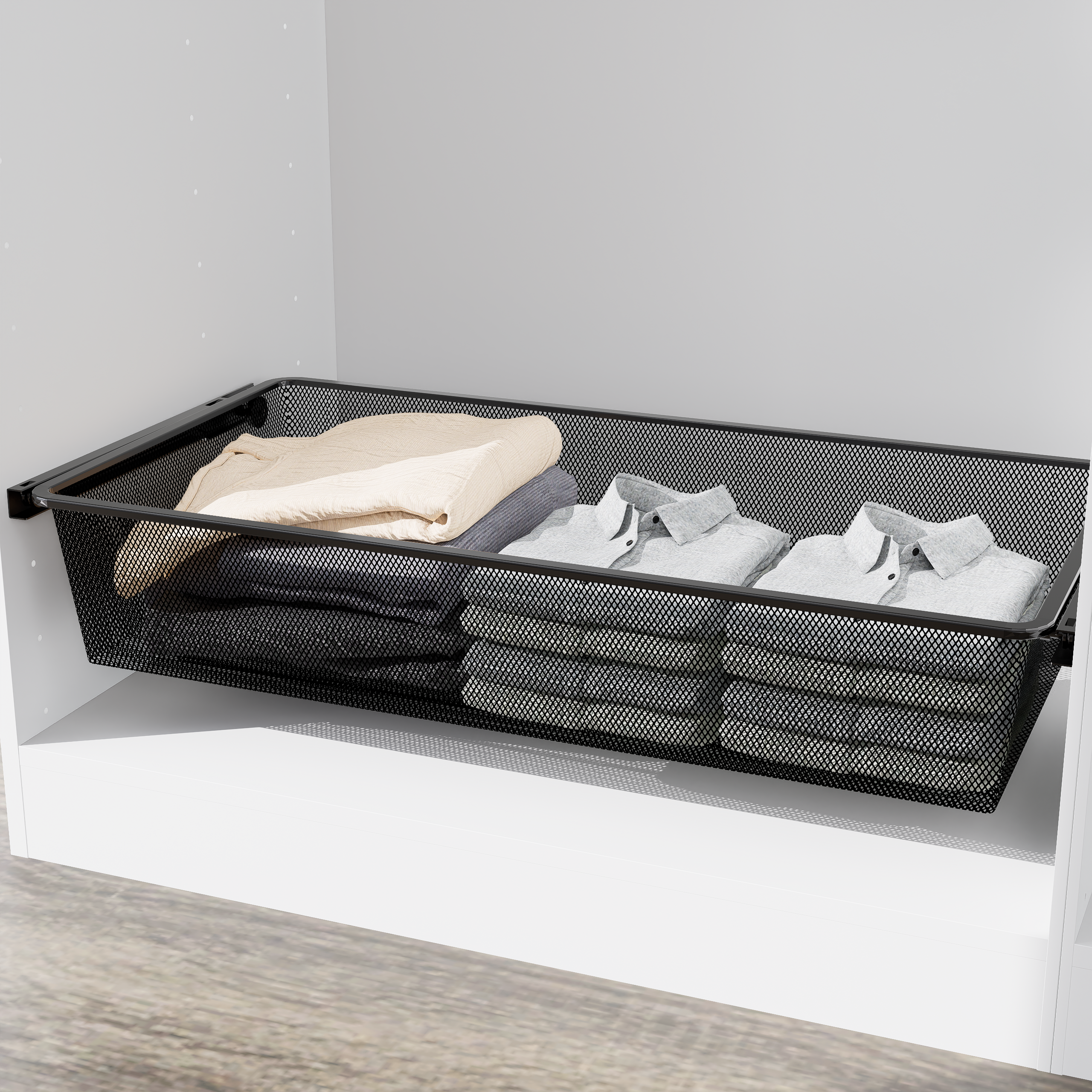 Изображение товара Корзина выдвижная для шкафа Лион 76.8x14.4x51.4 см черный