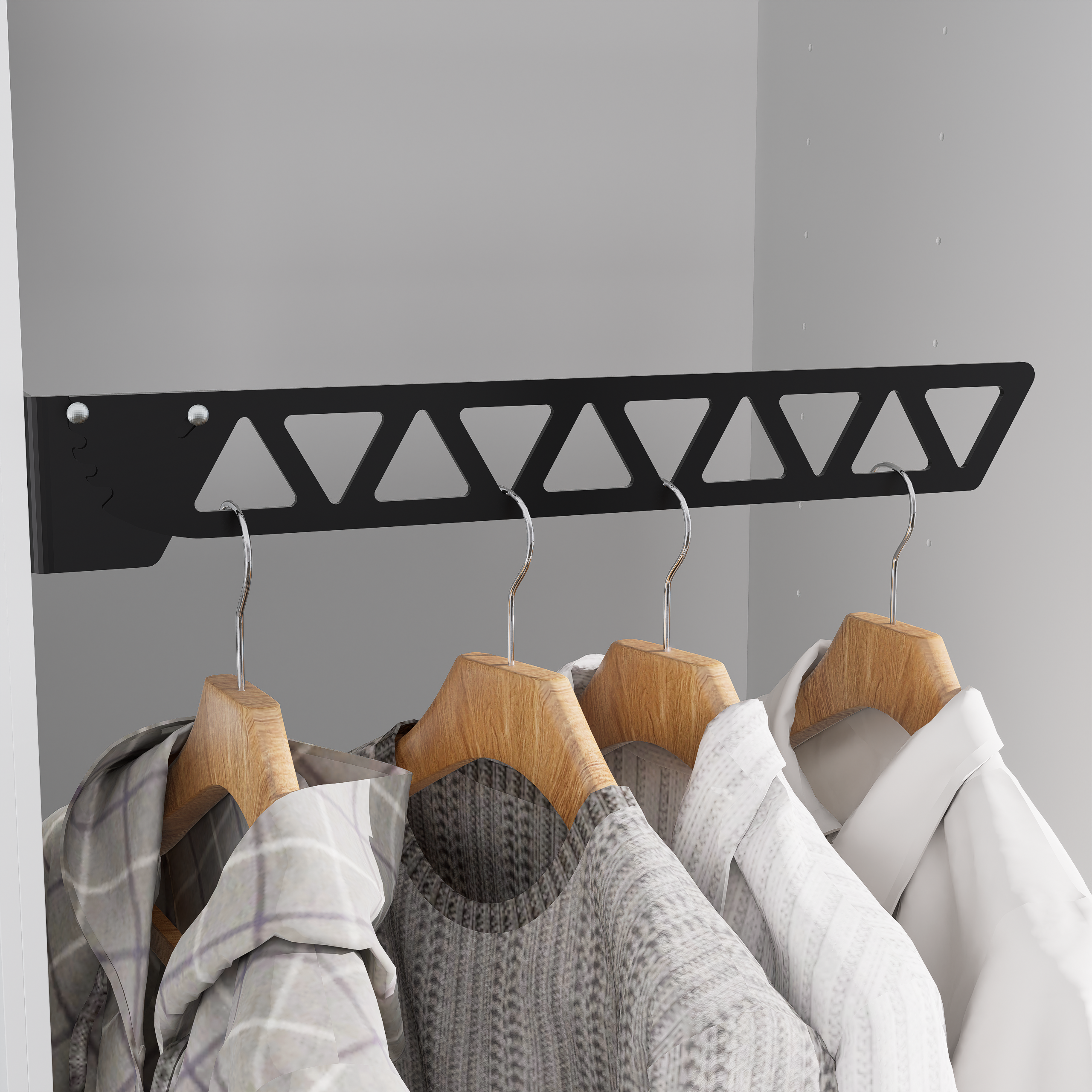 Изображение товара Штанга для одежды выдвижная 43x6.5x5.1 см металл цвет черный