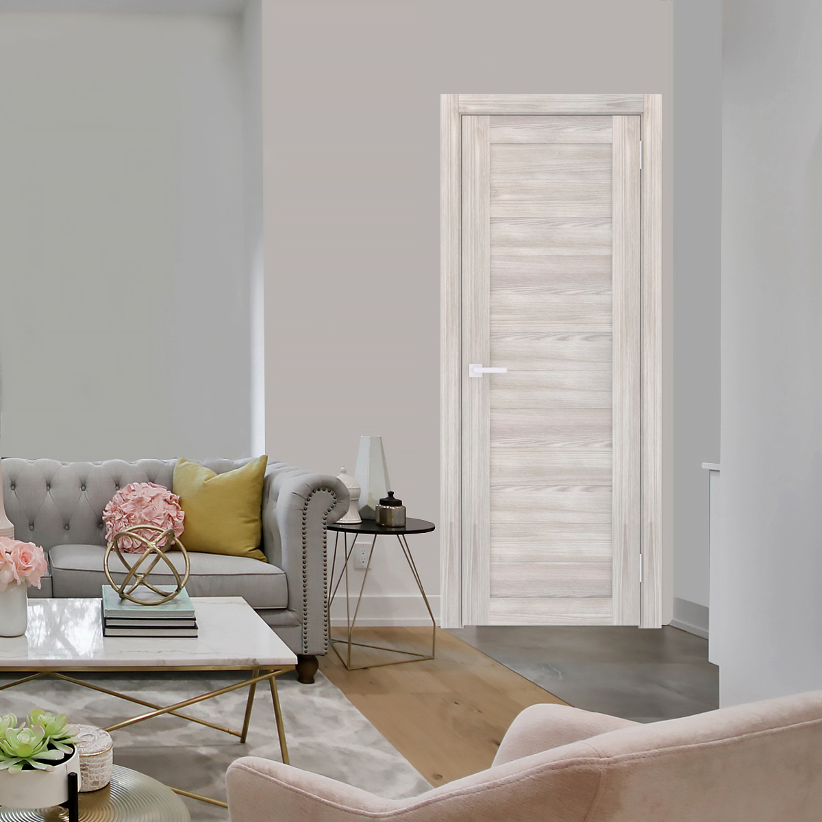 Изображение товара Дверь межкомнатная Лесма стиль Рондо глухая 200x70см пленка ПВХ пленка цвет ривьера айс без замка и петель