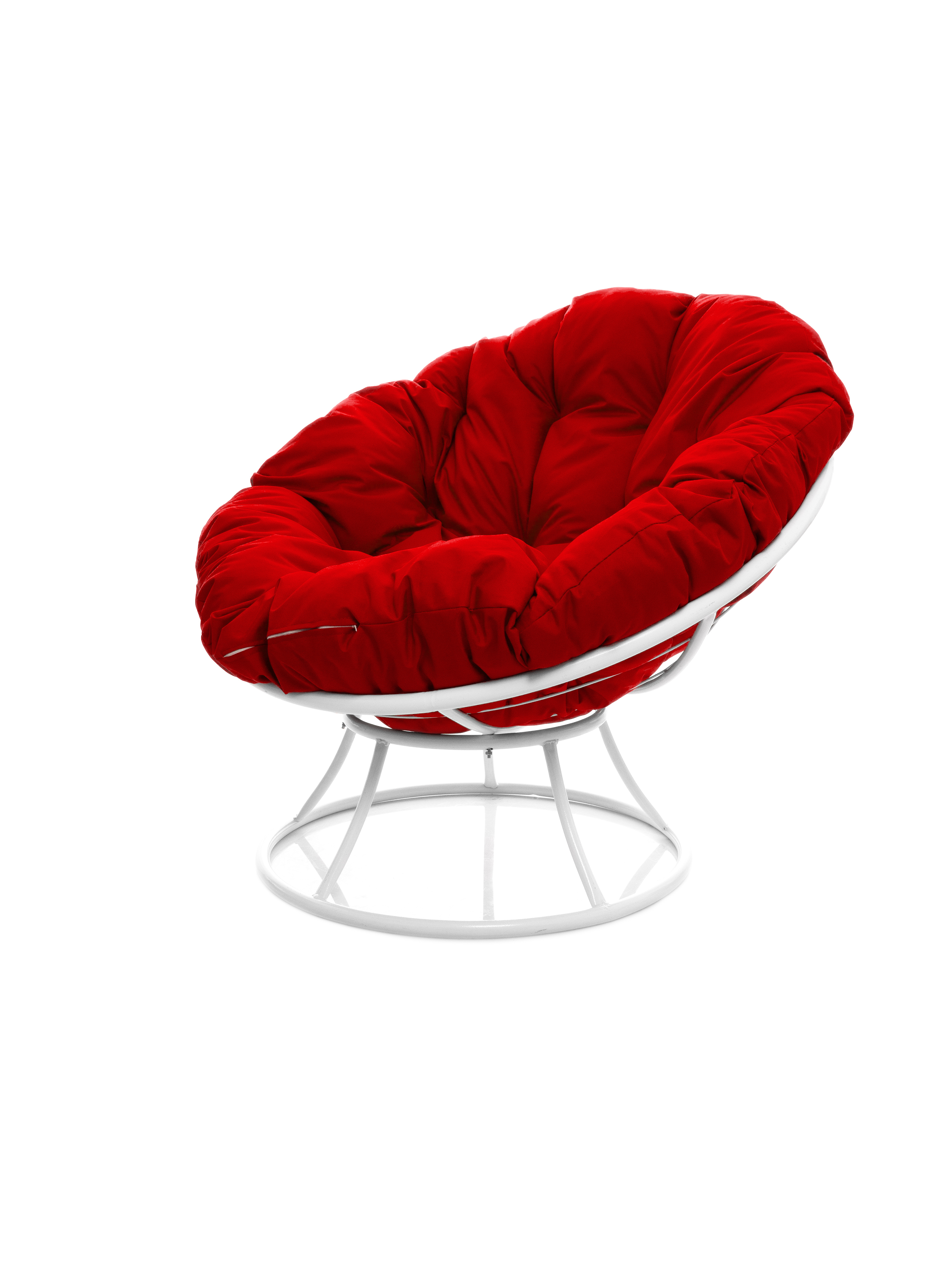 Изображение товара Кресло садовое Папасан M-GROUP белое с красными подушками 58x98x79 см