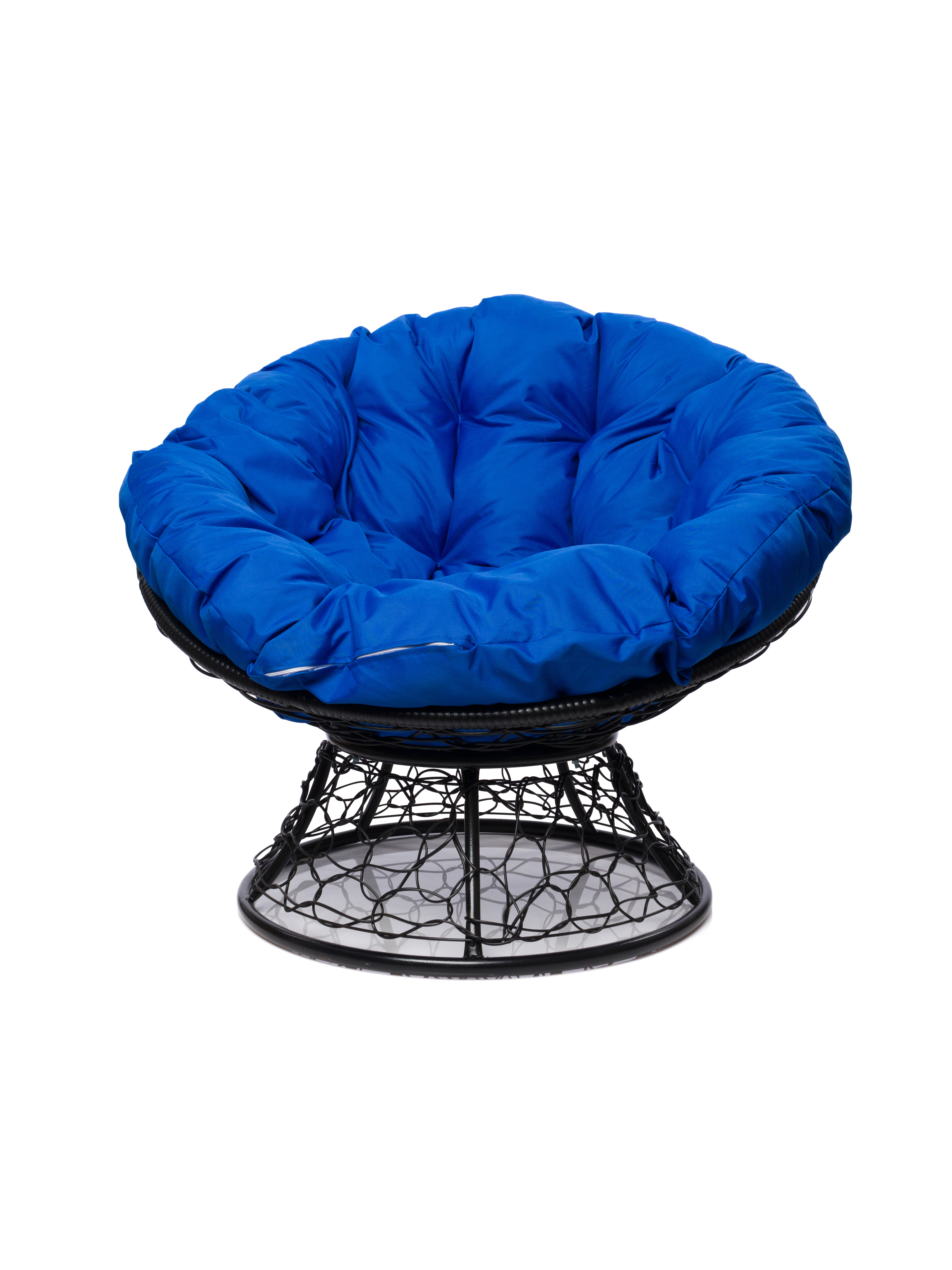 Изображение товара Кресло садовое Папасан M-GROUP с ротангом, черное/синее для сада и террасы