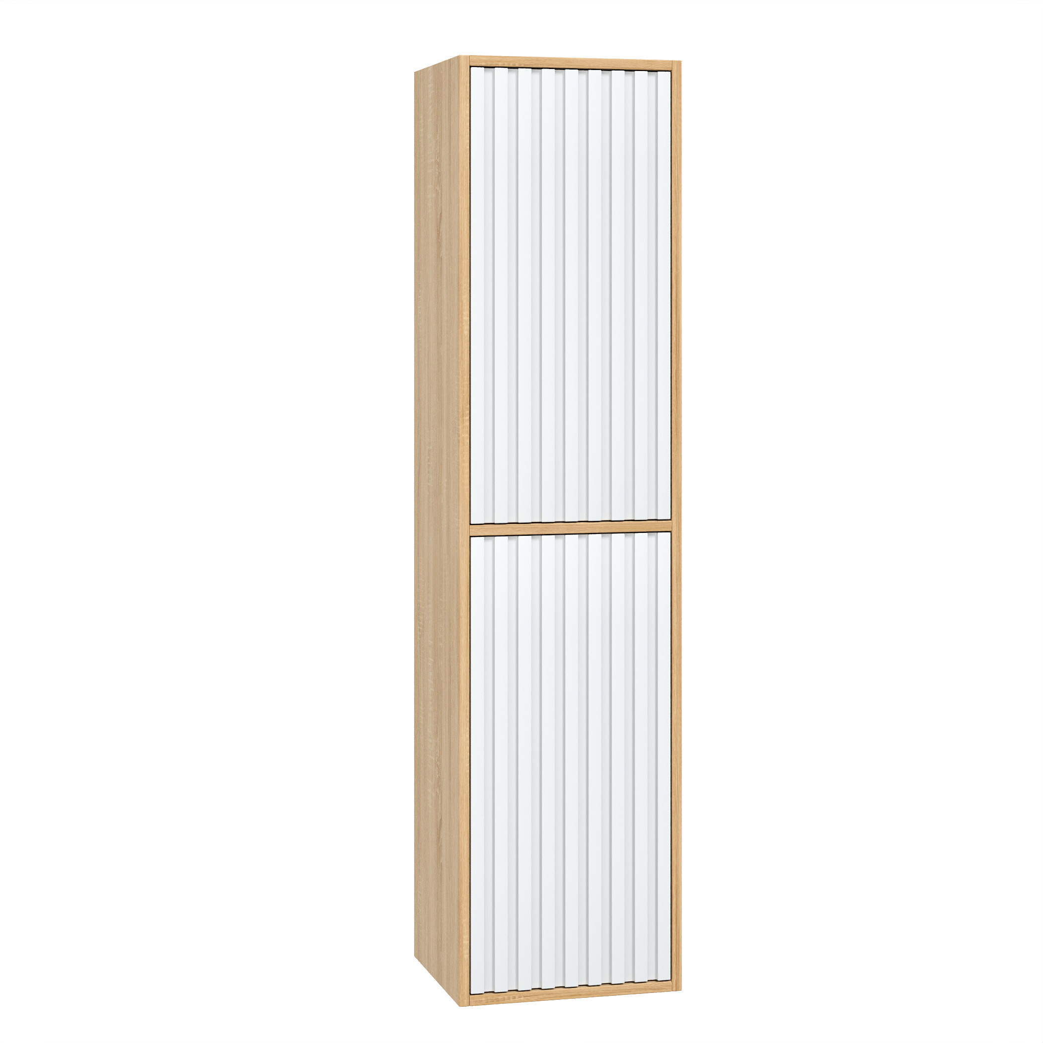 Изображение товара Шкаф-пенал для ванной ONIKA Дайлер 35x142см белый матовый и дуб