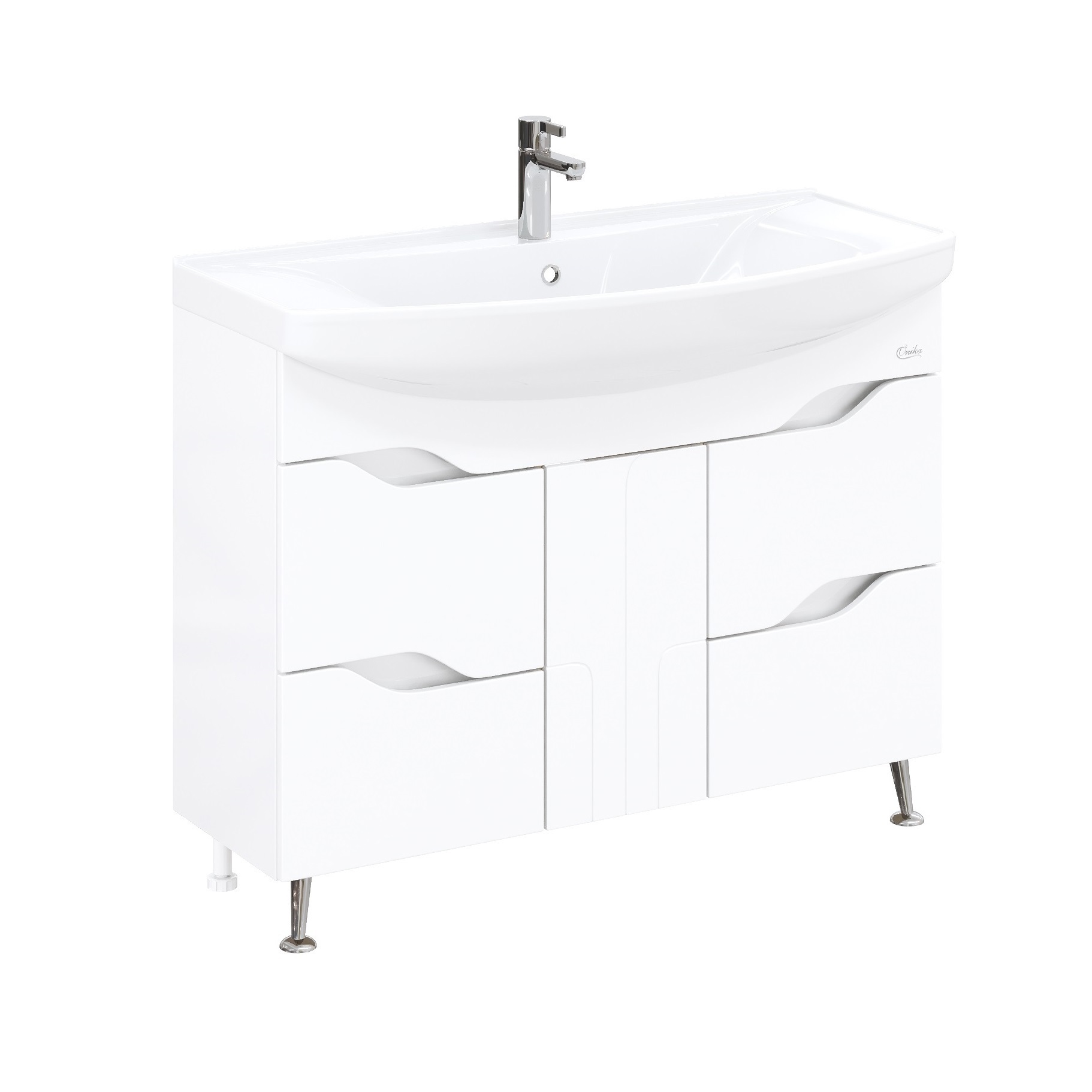 Изображение товара Тумба под раковину напольная Onika Веронэлла 105 Белая, деревянная мебель для ванной