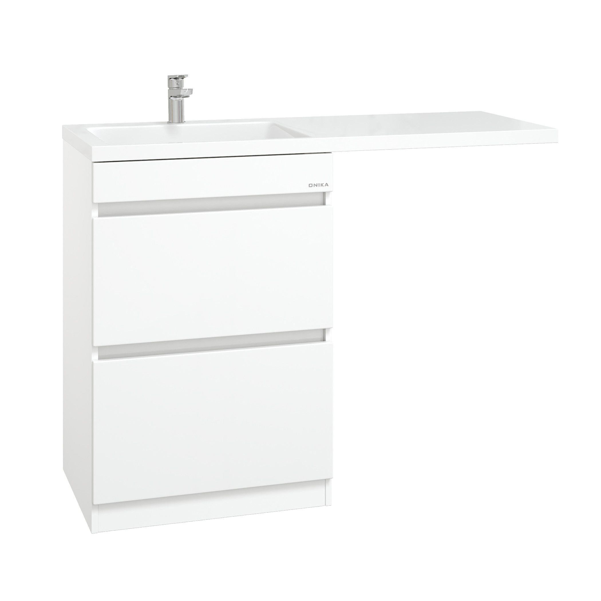 Изображение товара Тумба напольная для ванной комнаты ONIKA Милтон 58 см белая с двумя ящиками