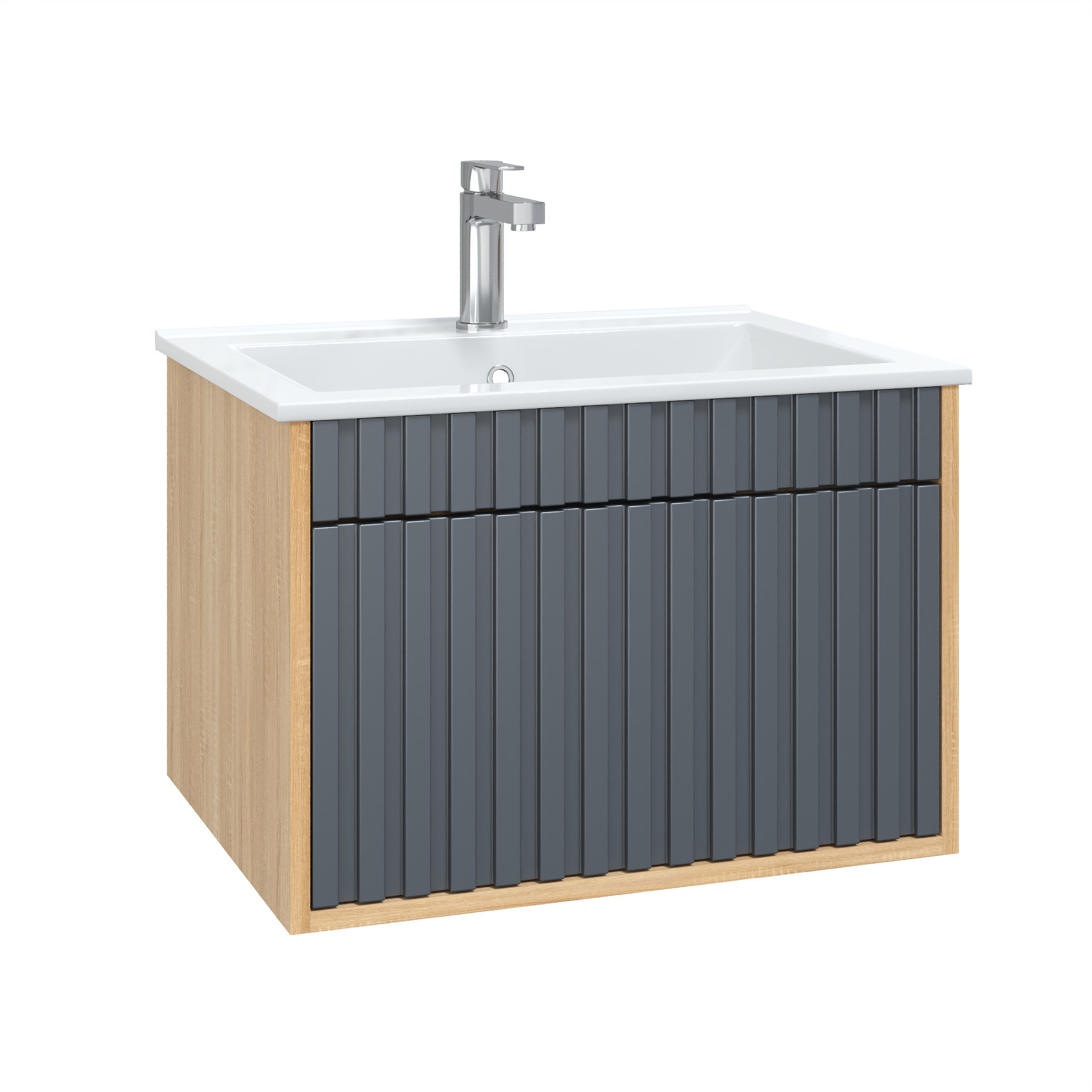 Изображение товара Тумба под раковину Onika Дайлер 106151 59 см подвесная белая с SoftTouch