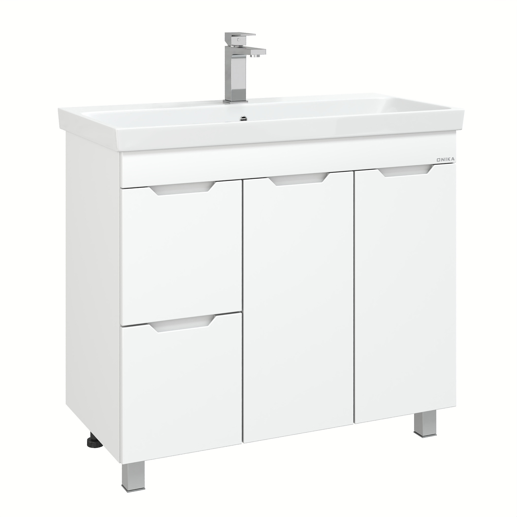 Изображение товара Тумба под раковину в ванную комнату Onika Айленд 90 белая стильная и функциональная