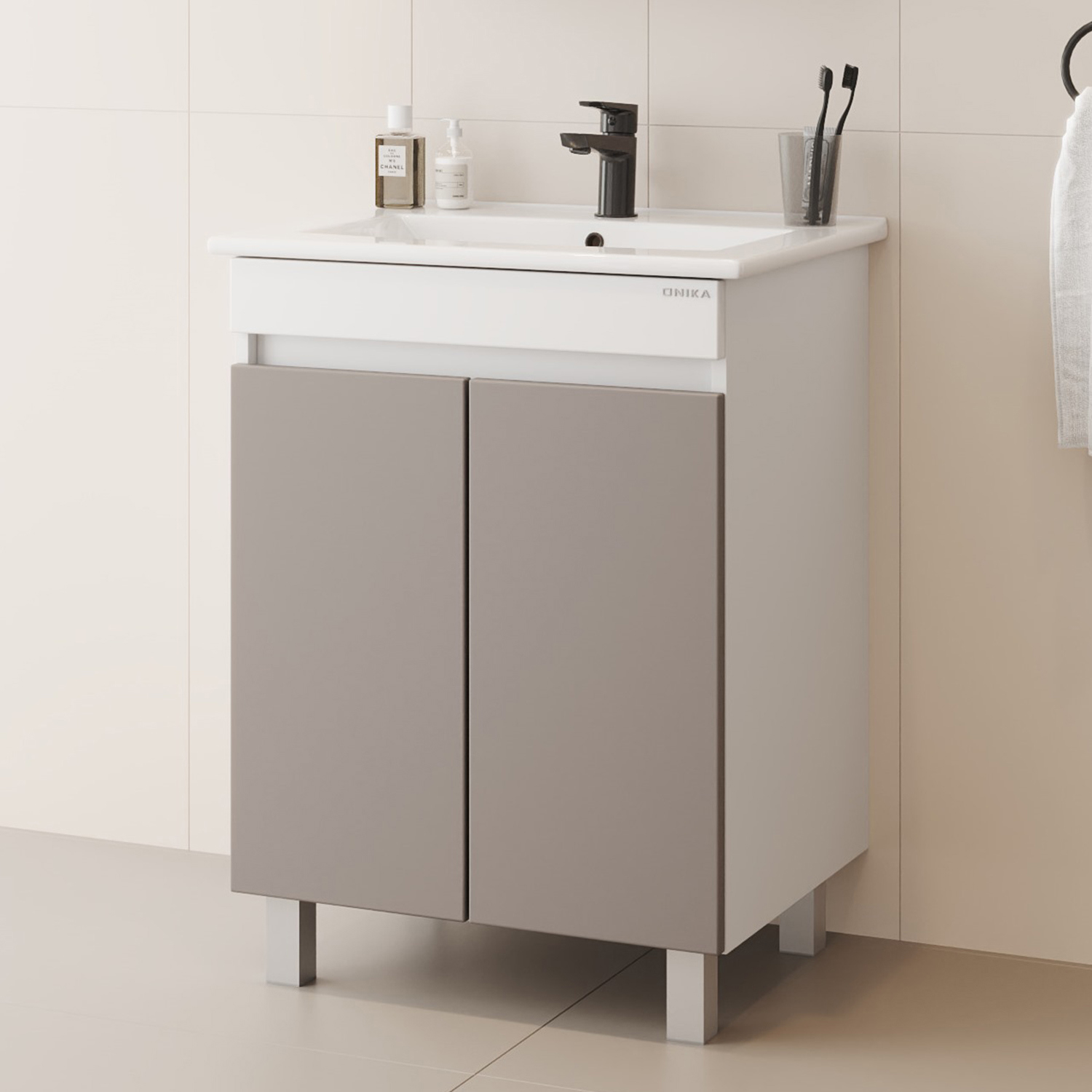 Изображение товара Тумба под раковину Марви 60 мебель для ванной цвет мокко