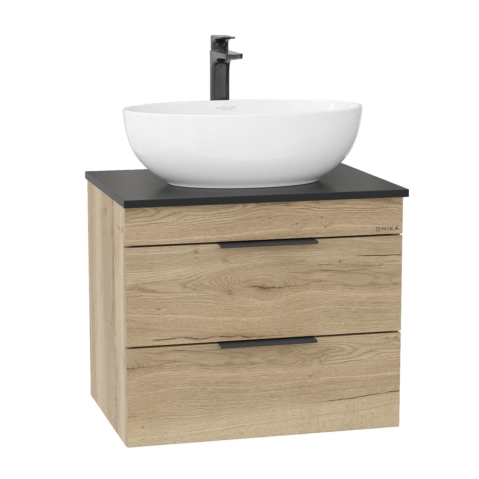 Изображение товара Тумба под раковину ONIKA Легран 60см подвесная дуб галифакс с двумя ящиками