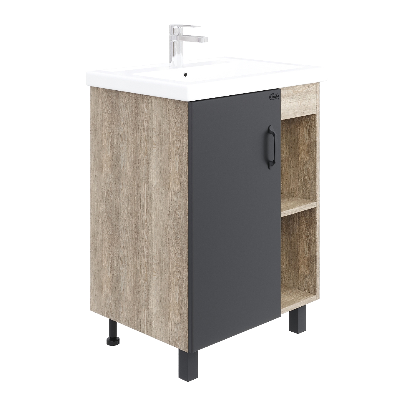 Изображение товара Тумба под раковину для ванной комнаты ONIKA Тимбер 56.5 см цвет дуб сонома с мягким закрыванием