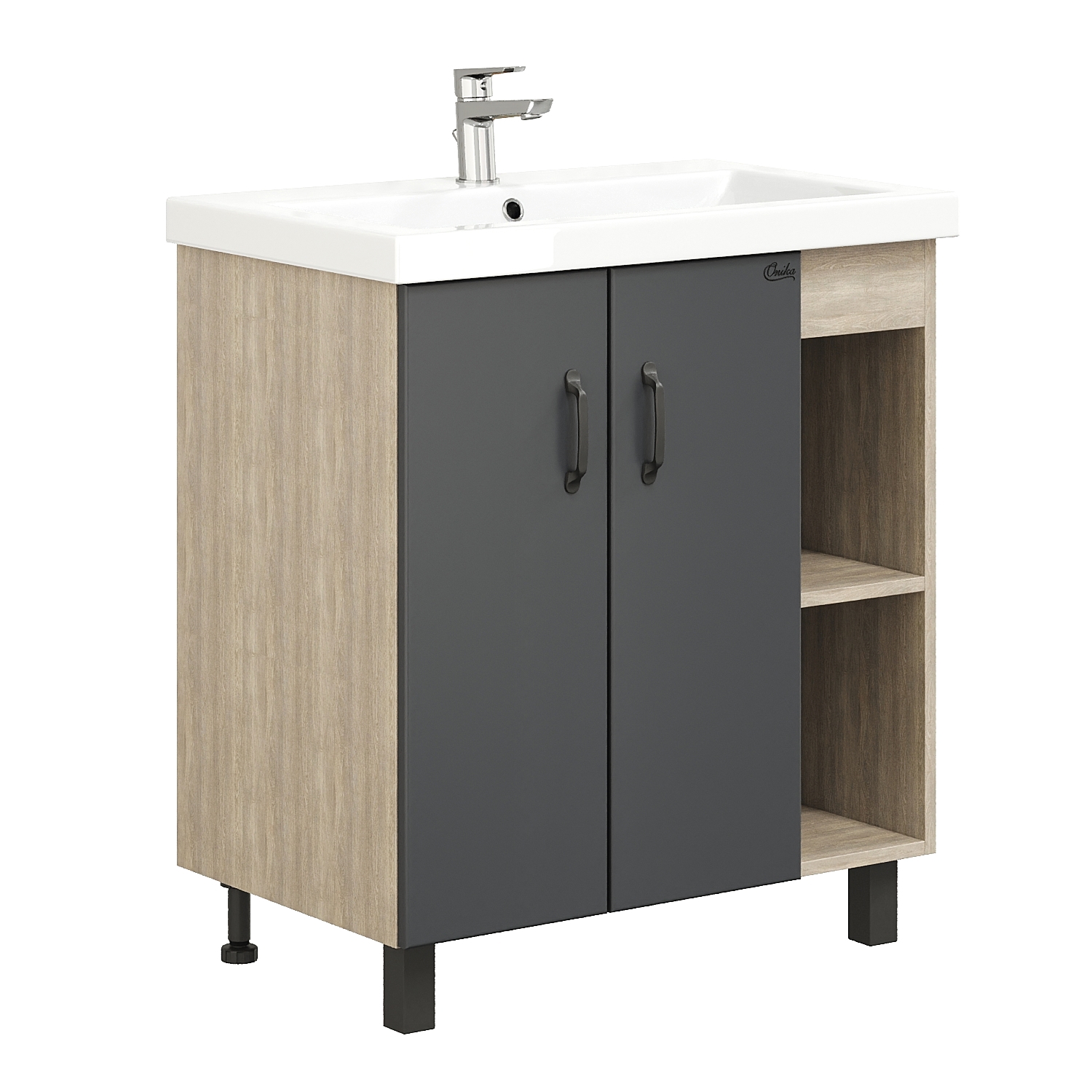 Изображение товара Тумба под раковину ONIKA Тимбер 66см серый и дуб для ванной