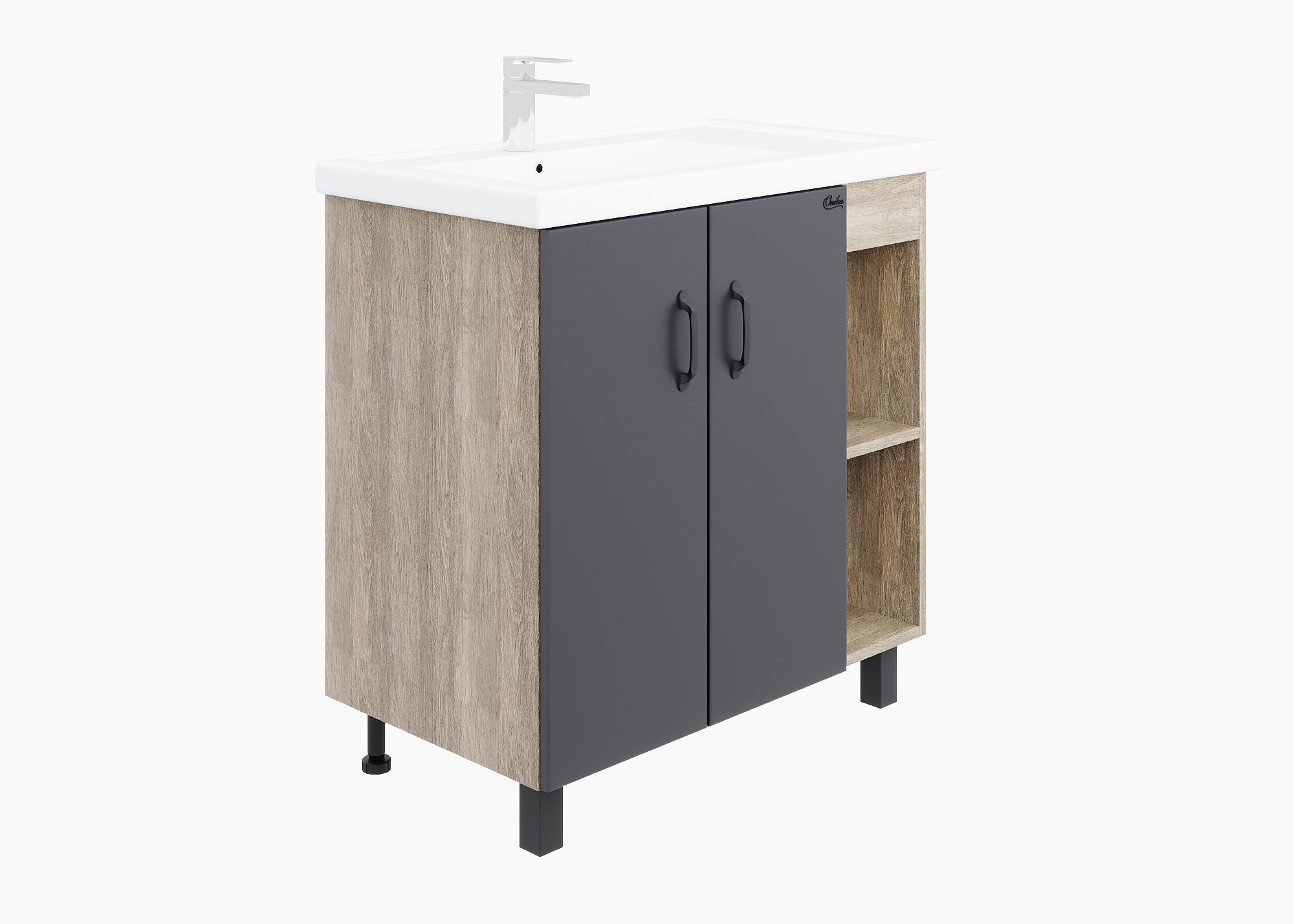 Изображение товара Тумба под раковину ONIKA Тимбер 80 напольная из ЛДСП с SoftTouch и металлом