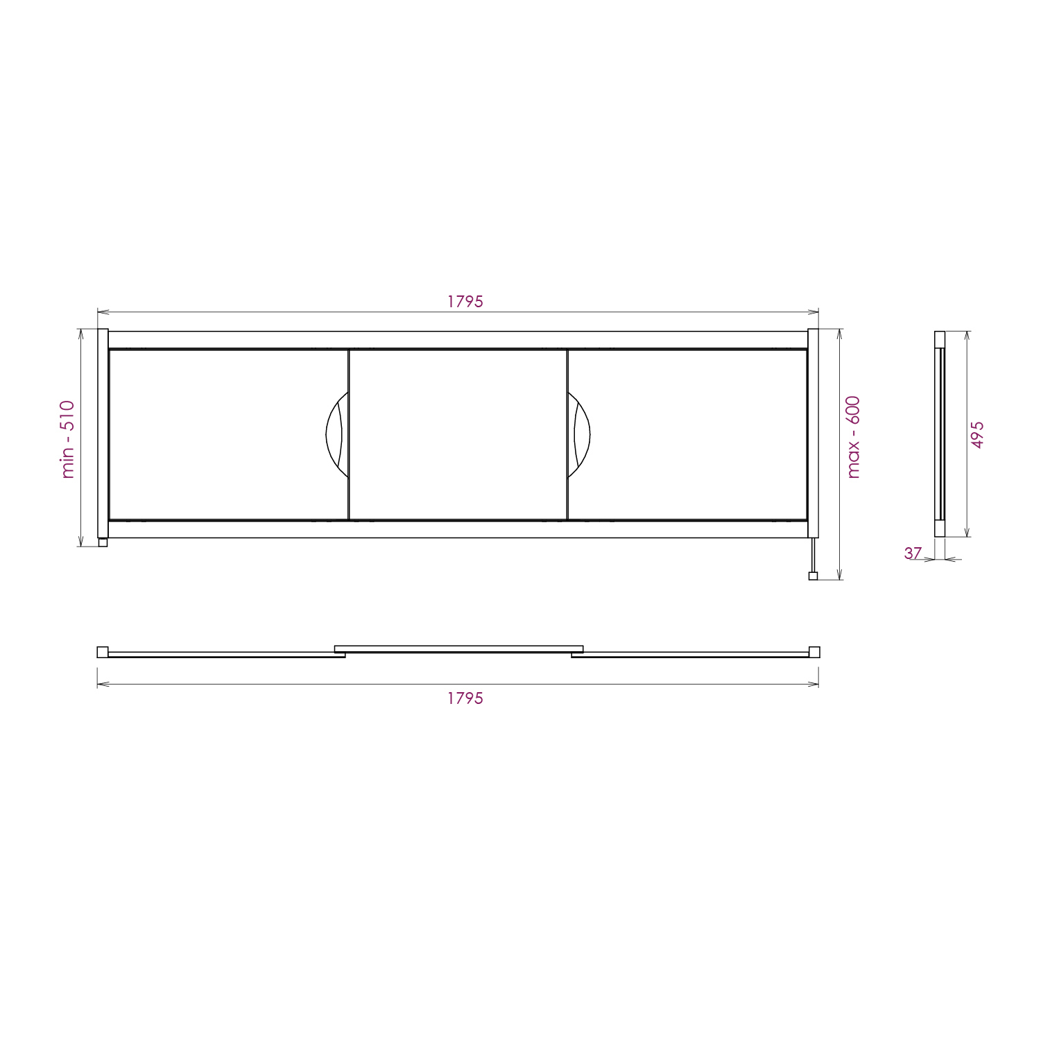 Изображение товара Экран под ванну Onika Лагуна 180 179.5x49.5см белый глянец