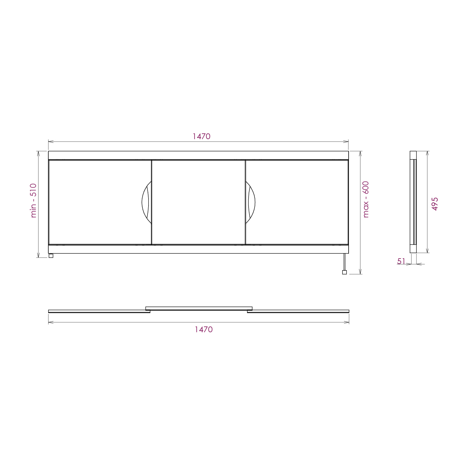 Изображение товара Экран под ванну Onika 515015 147x48.5 см белый глянец регулируемый