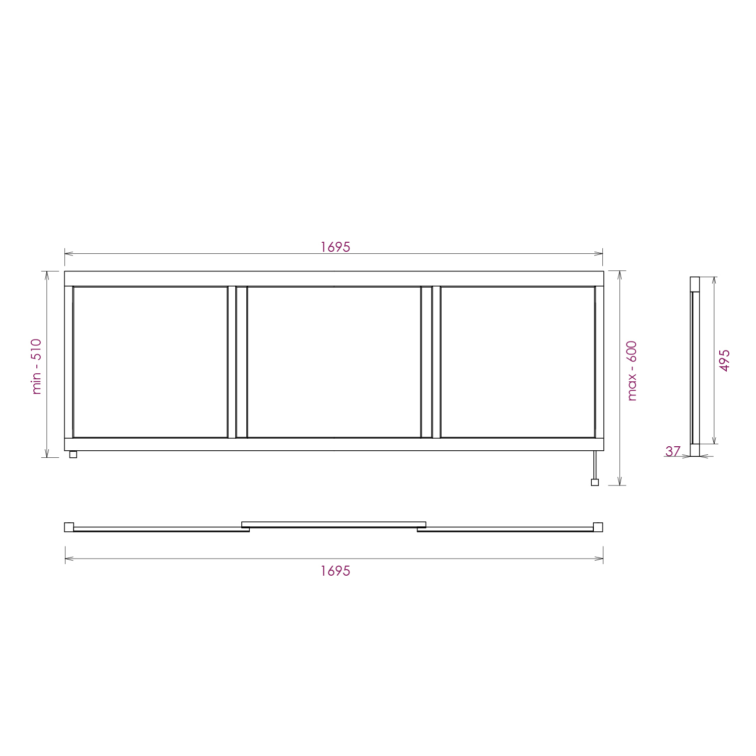 Изображение товара Экран под ванну Onika 517017 169.5x49.5 см белый глянец универсальный и устойчивый