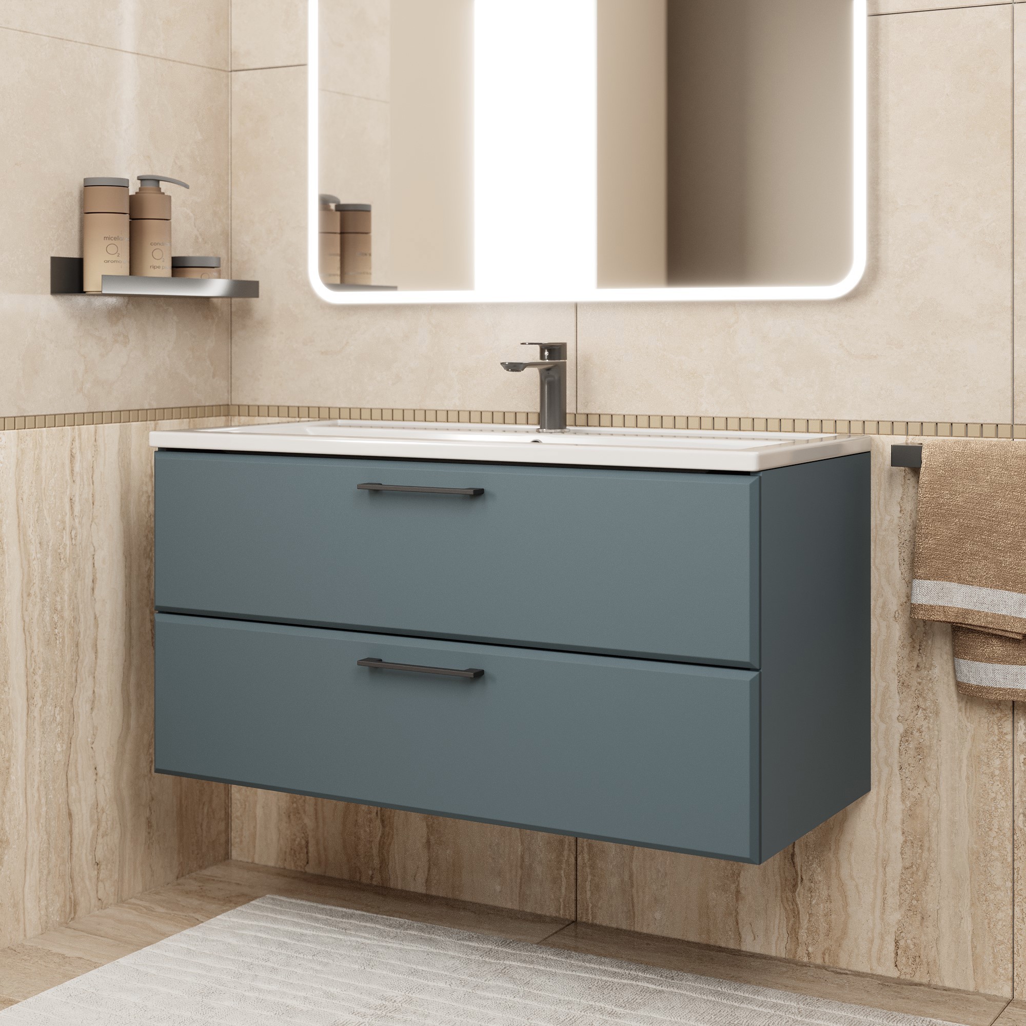 Изображение товара Тумба под раковину подвесная Uperwood TFosterNEW100g 99.6см цвет серый графит