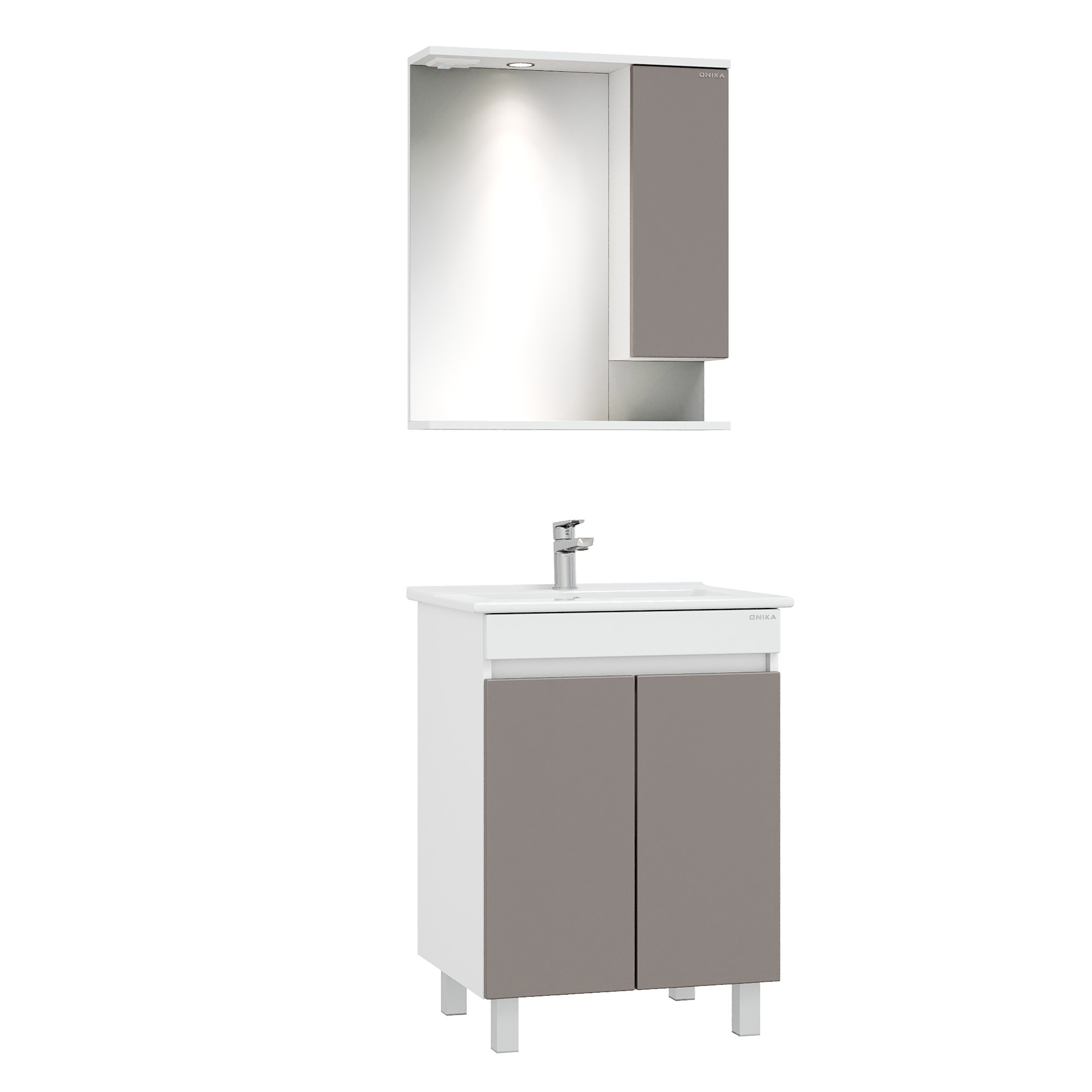 Изображение товара Зеркальный шкаф в ванную ONIKA Марви 60 мокко с подсветкой и розеткой