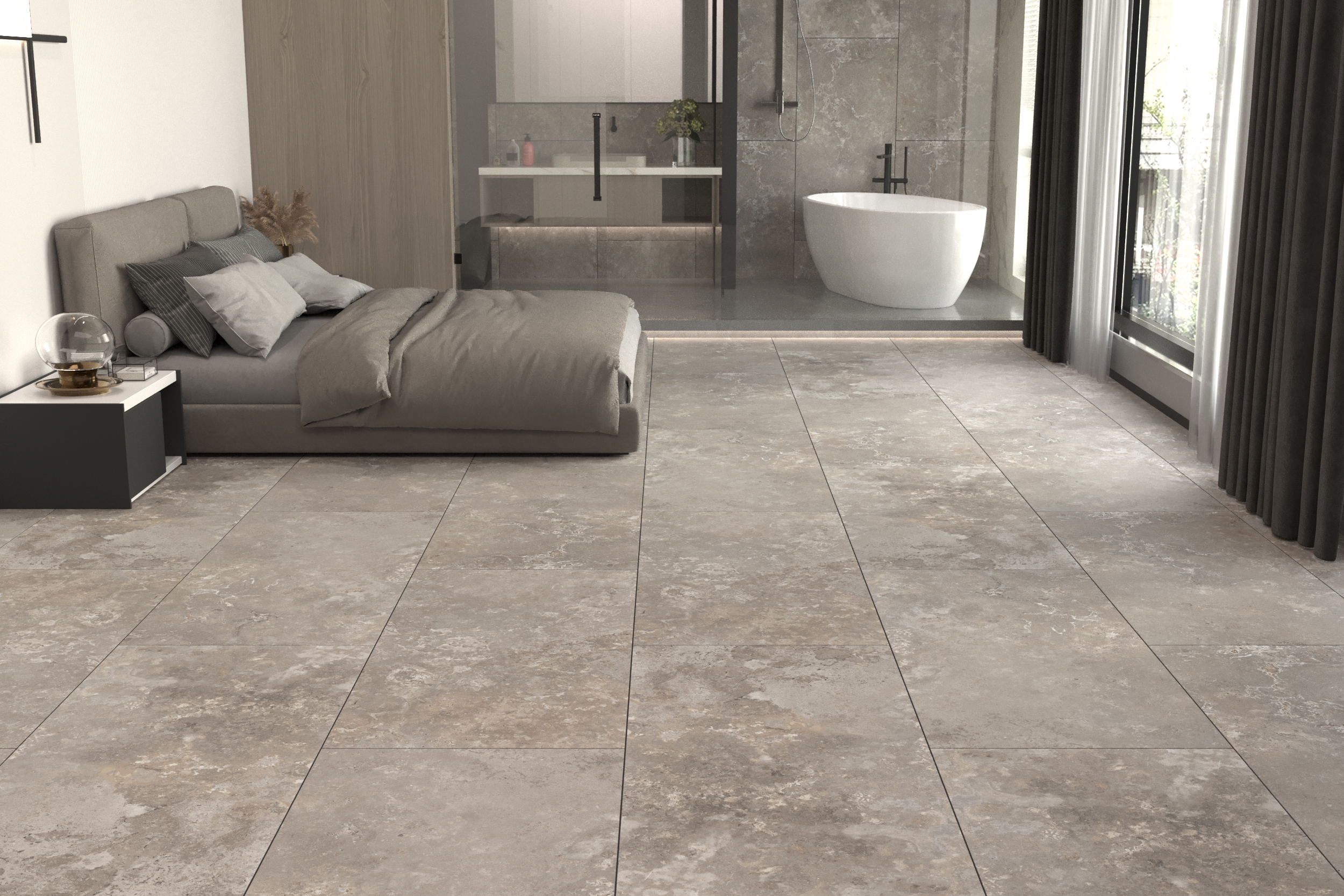 Изображение товара Керамогранит Gris Travertino lapp 59.5x119.5 см серый для пола и стен