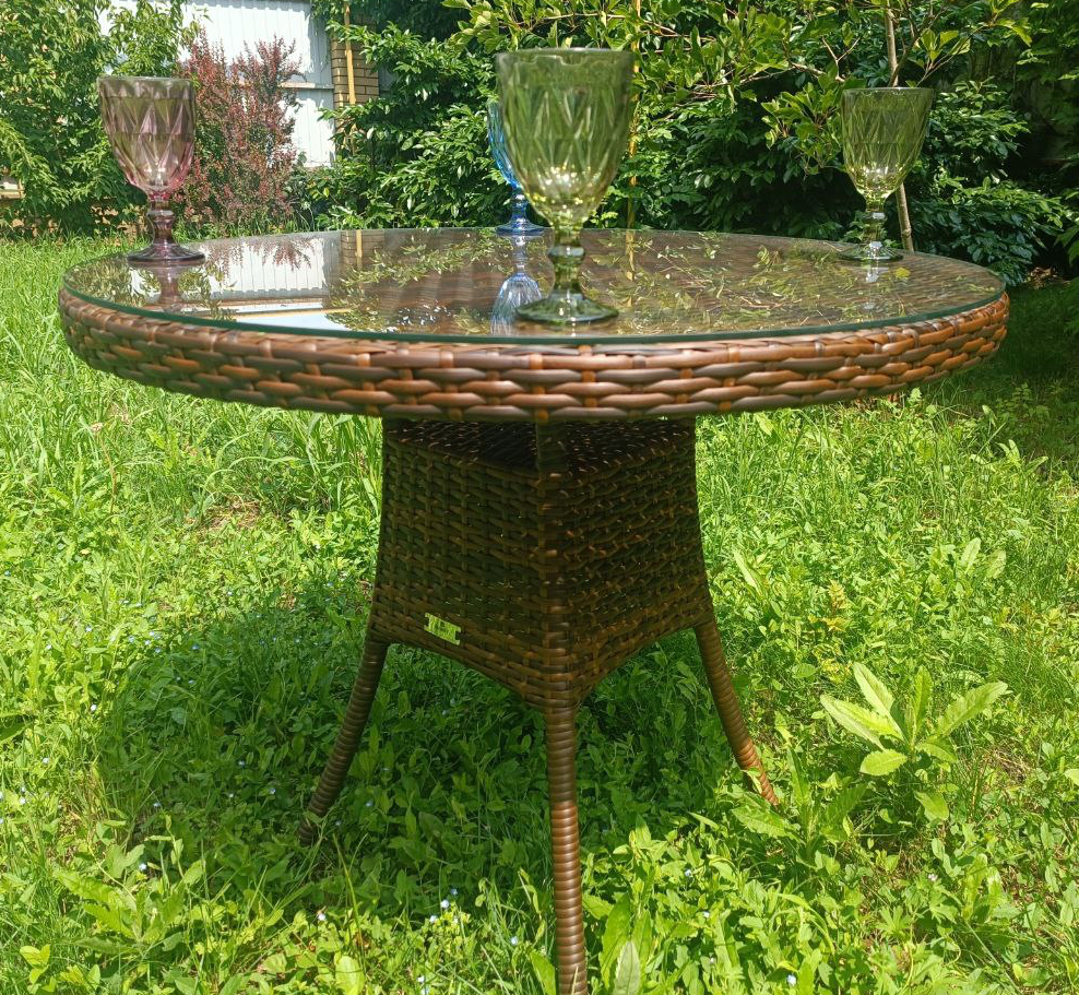 Изображение товара Круглый садовый стол Sunset Анкор из искусственного ротанга 90 см