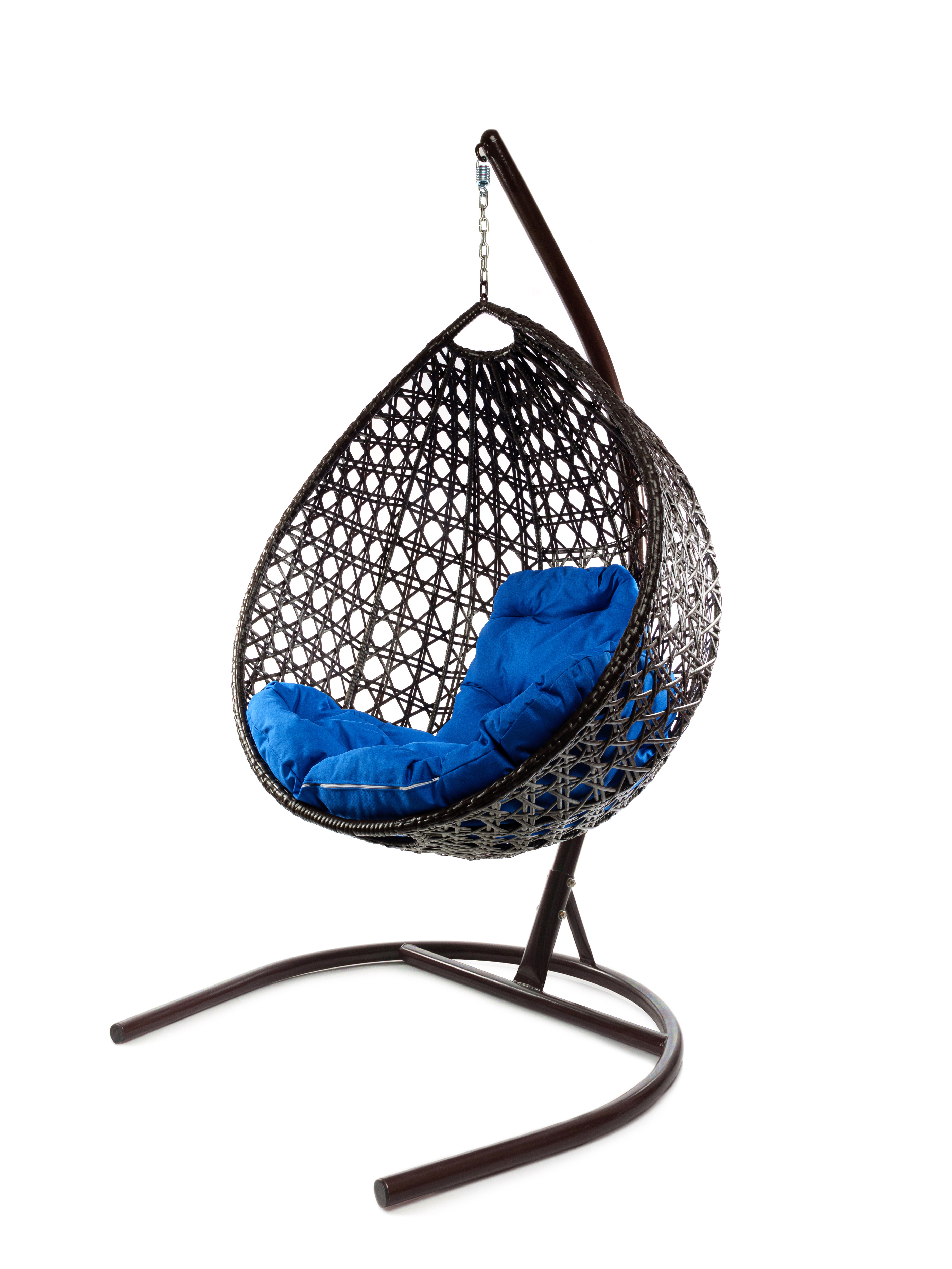 Изображение товара Кресло подвесное Капля Люкс M-GROUP до 120 кг коричневое с синей подушкой