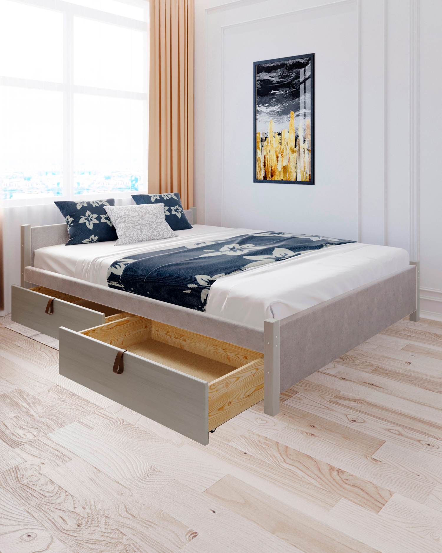 Изображение товара Кровать Solarius Классика 150x63x200 см дерево со сплошным основанием цвет светло-серый/платиновый