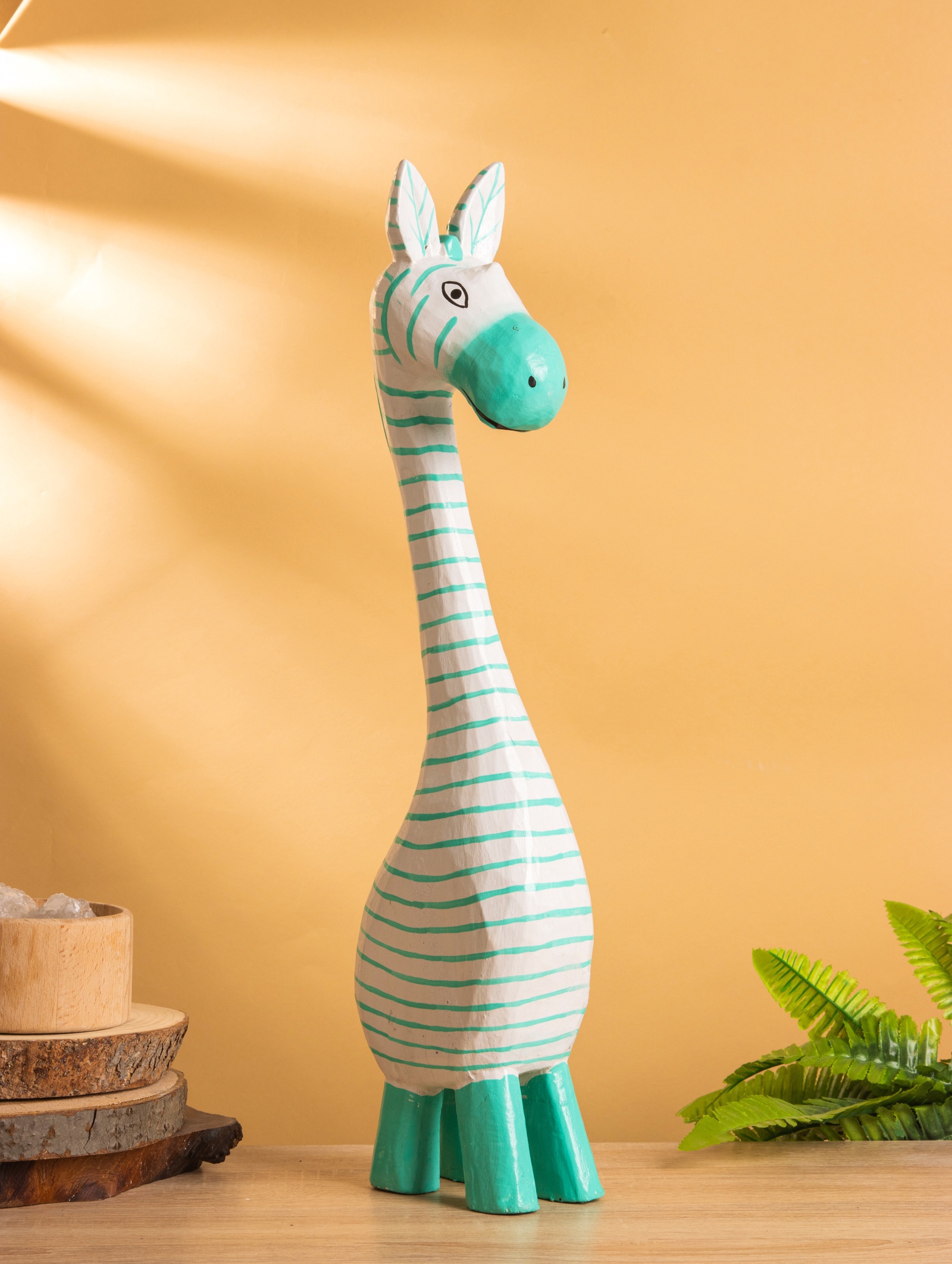 Изображение товара Зебра декоративная из дерева 13x7x52 см, бело-бирюзовый — Сима-Ленд