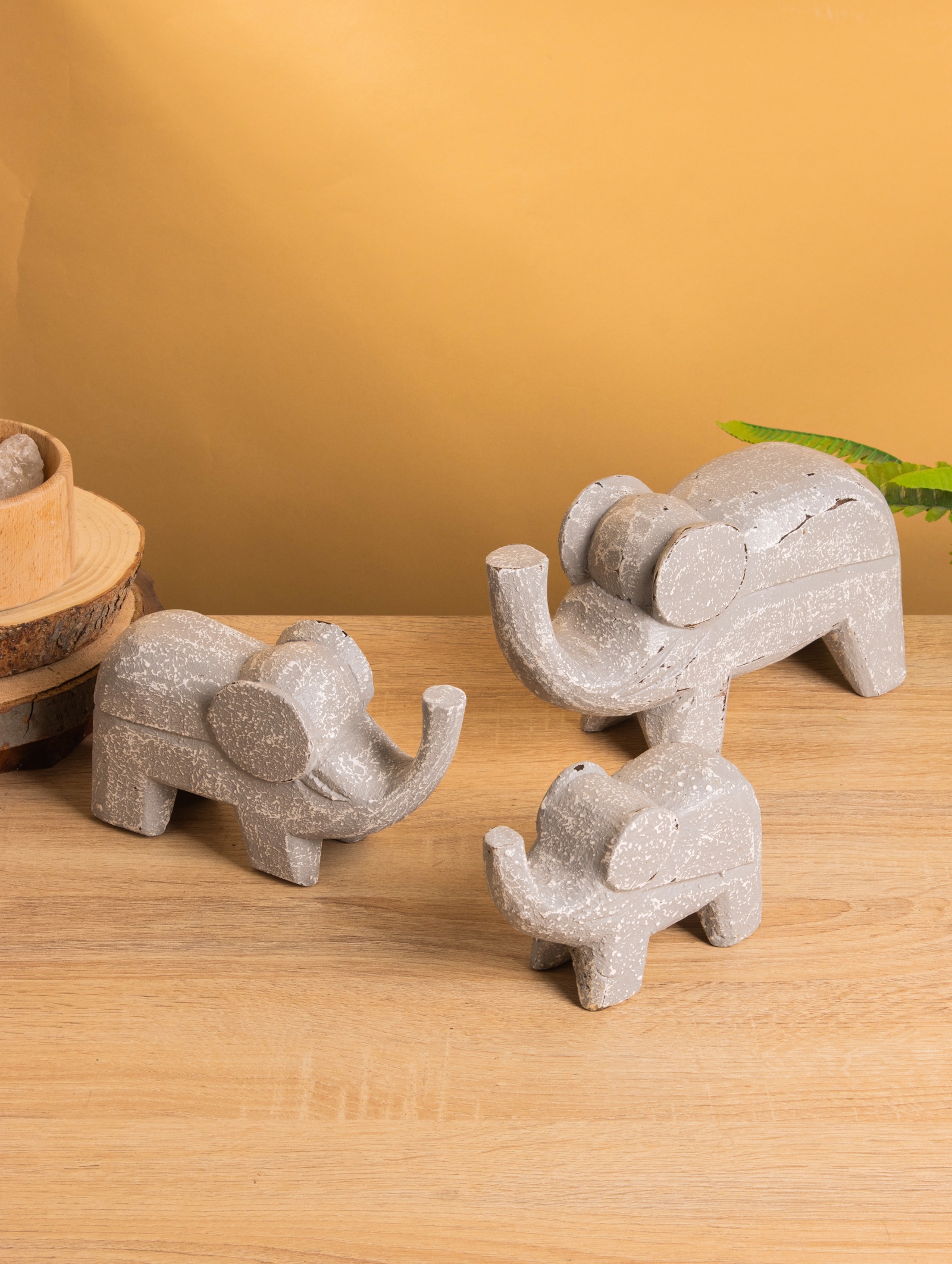 Изображение товара Сима-Ленд Декоративная фигура слоны, дерево, L 23,2 см и 13 см
