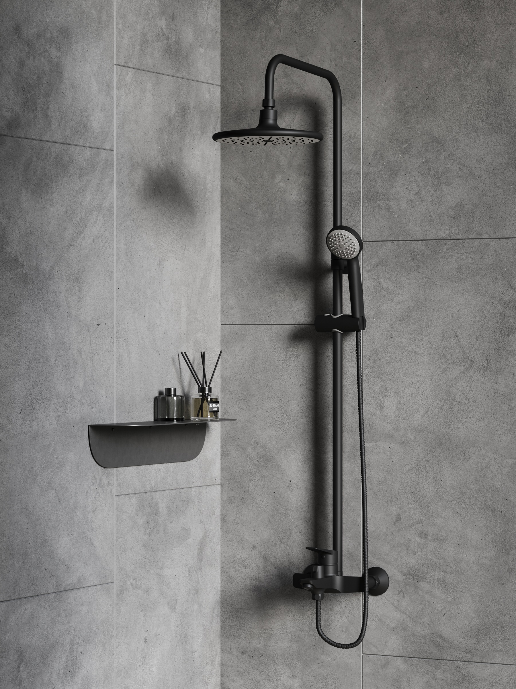 Изображение товара Душевая система Esko Marburg STMB54B черный с однорычажным смесителем