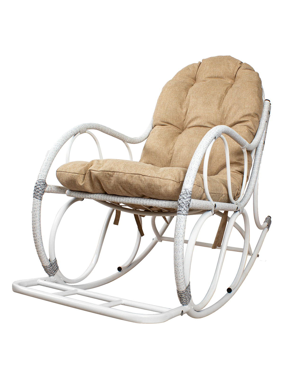 Изображение товара Кресло-качалка садовая с подушкой М-group 12810101 Элит белое бежевое