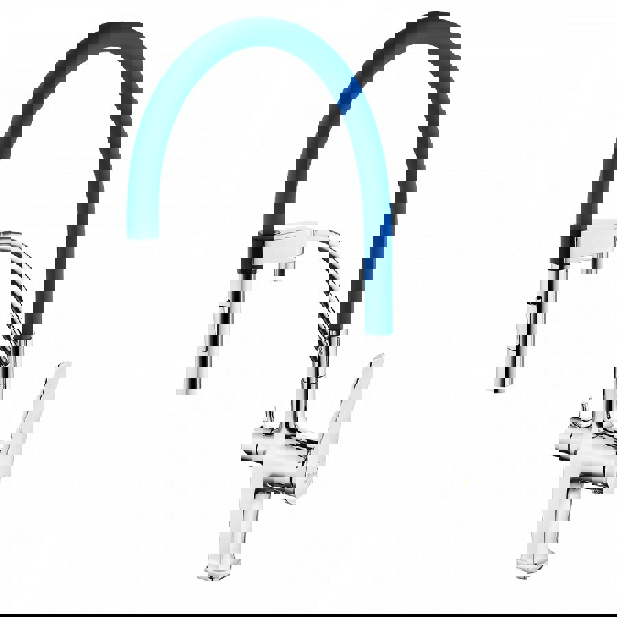 Изображение товара Однорычажный кухонный смеситель Lemark Comfort lm3074c-blue с гибким изливом и 2 режимами струи