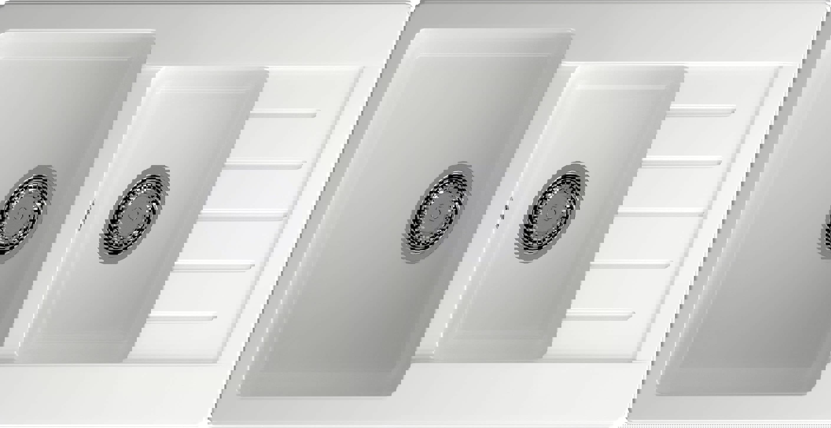 Изображение товара Мойка для кухни врезная Эко-м 7448 песочный 47.6x73.6 см глубина чаши 18 см кварц цвет белый