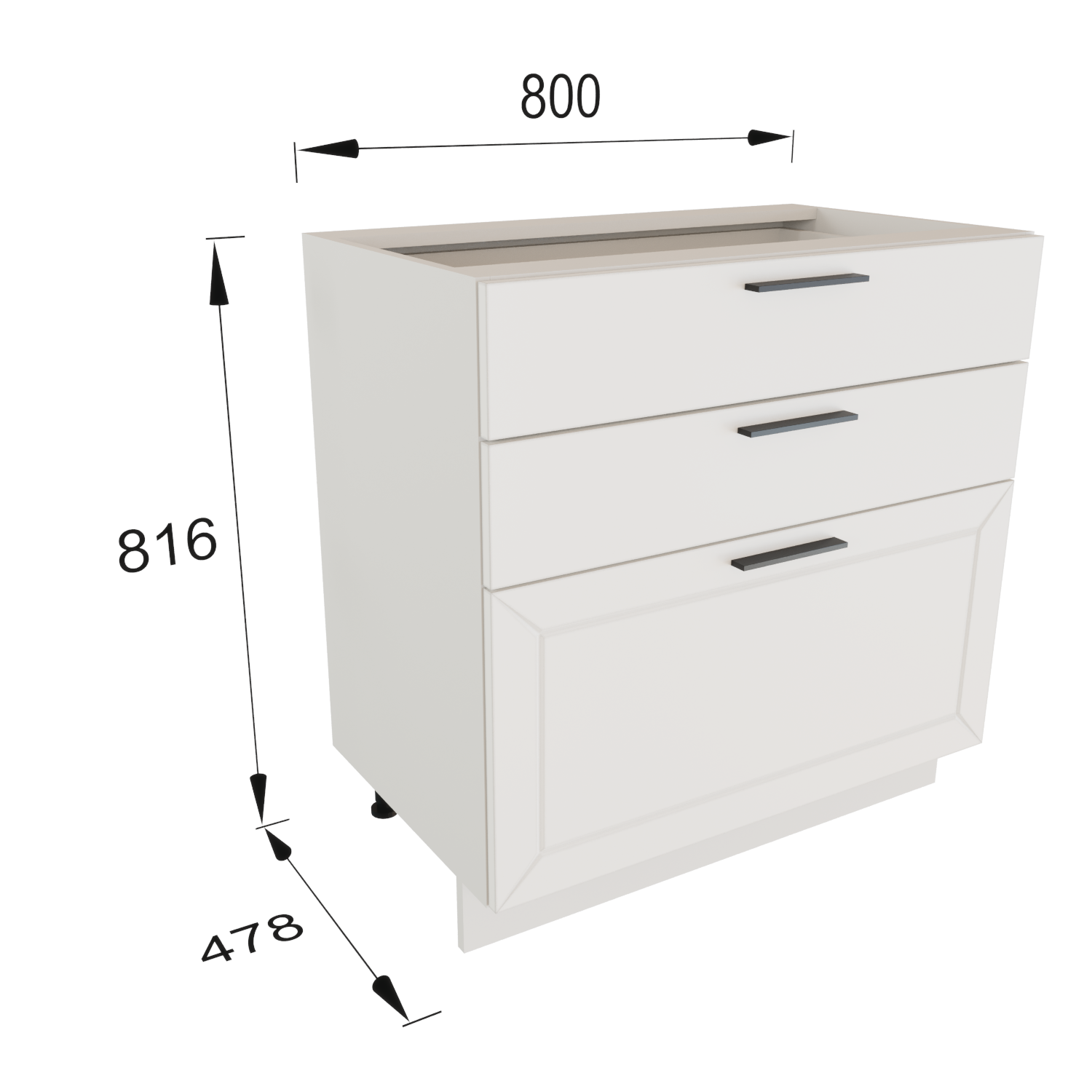 Изображение товара Напольный шкаф Глетчер белый для кухни с 3 ящиками и качественным покрытием