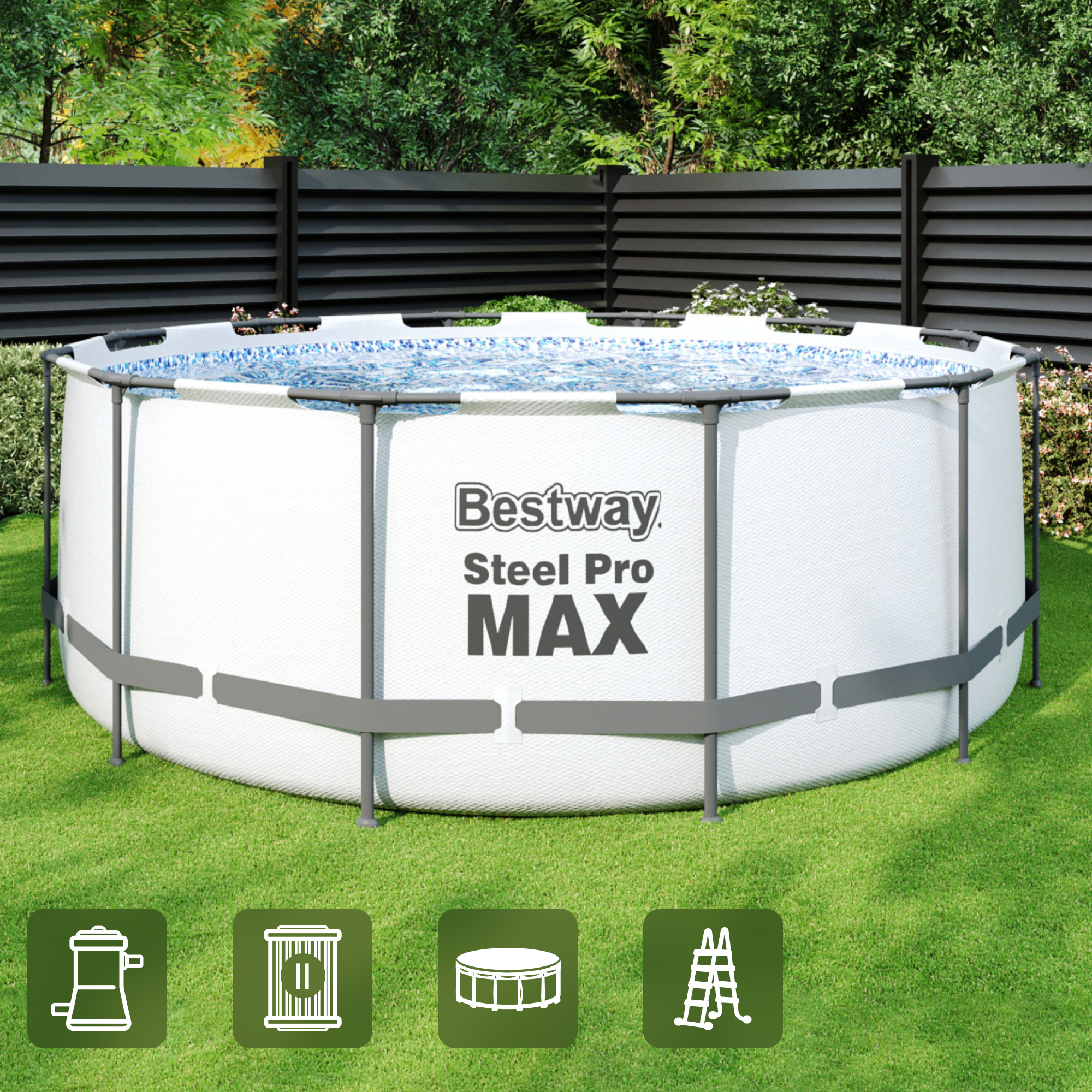 Изображение товара Каркасный бассейн Bestway 366x122 см для дачи и загородного отдыха