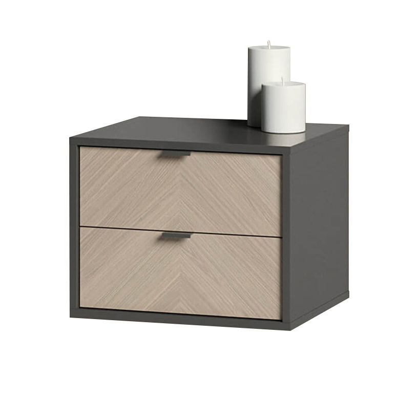 Изображение товара Тумба прикроватная Ellipse furniture 47.4x36.6x41 см 2 ящика МДФ цвет темно-серый