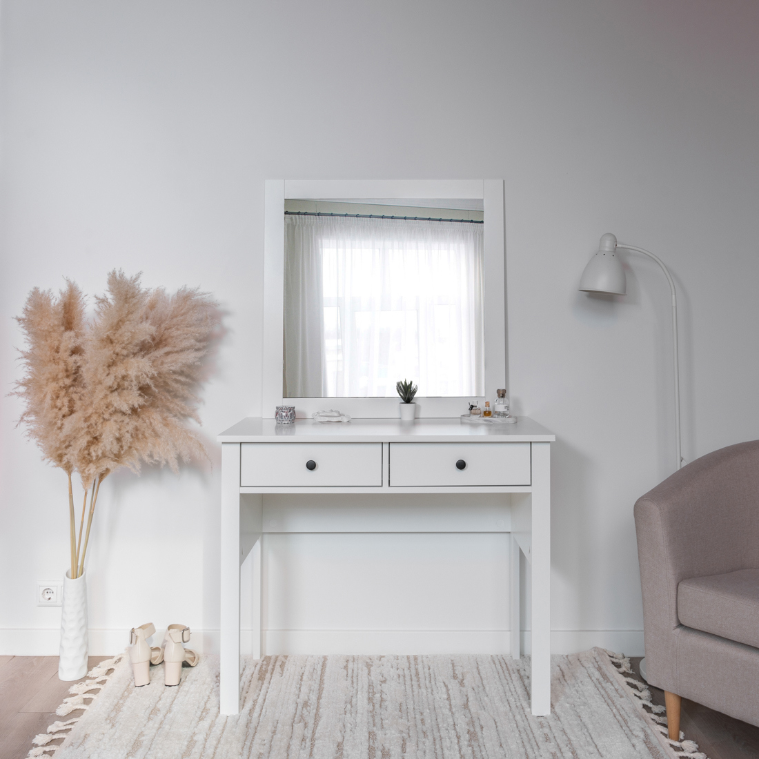 Изображение товара Туалетный столик без зеркала Гуд Лакк 92x77.3x45 см белый САГА