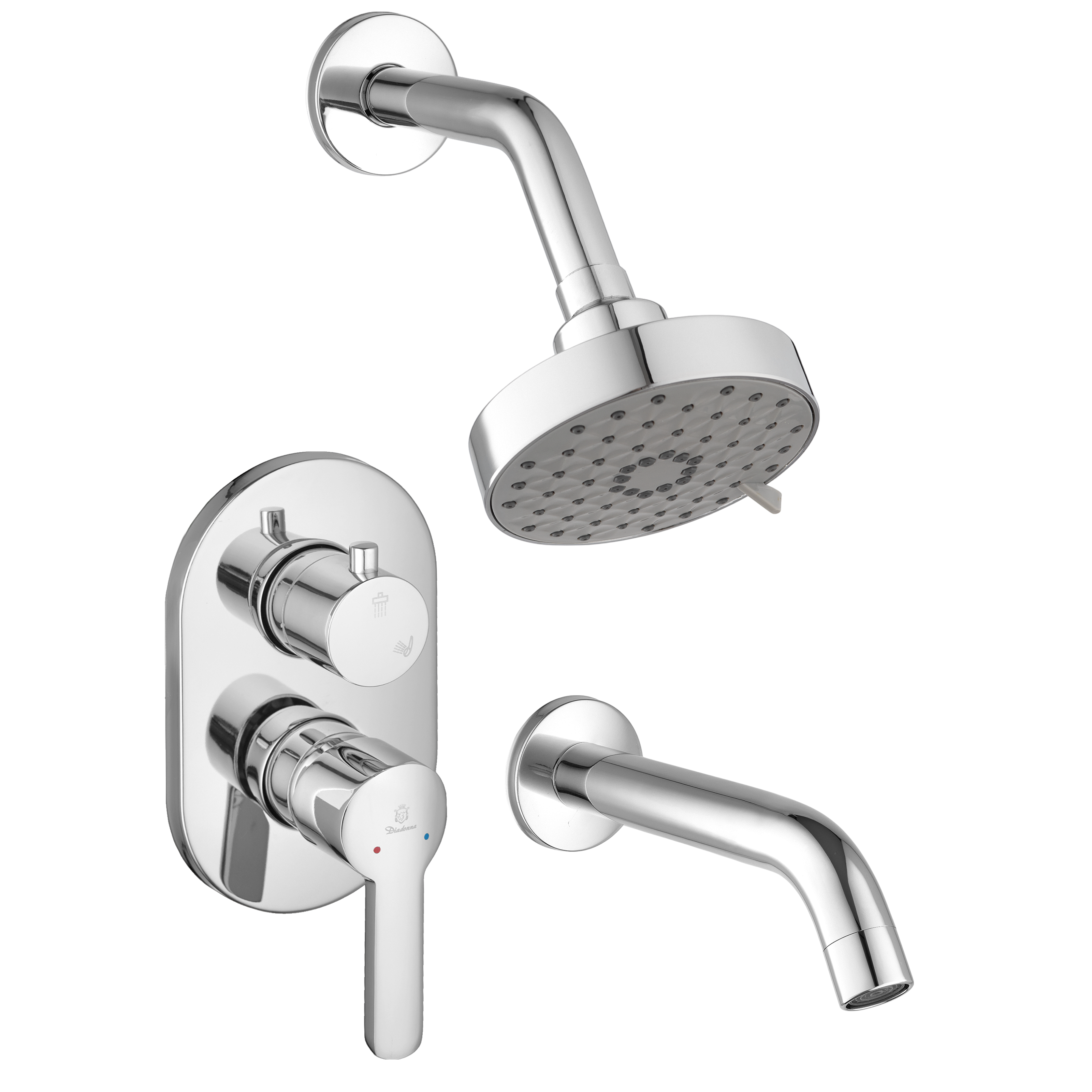 Изображение товара Встроенный двухфункциональный смеситель для ванны Diadonna D80-338107 с тропическим душем хром
