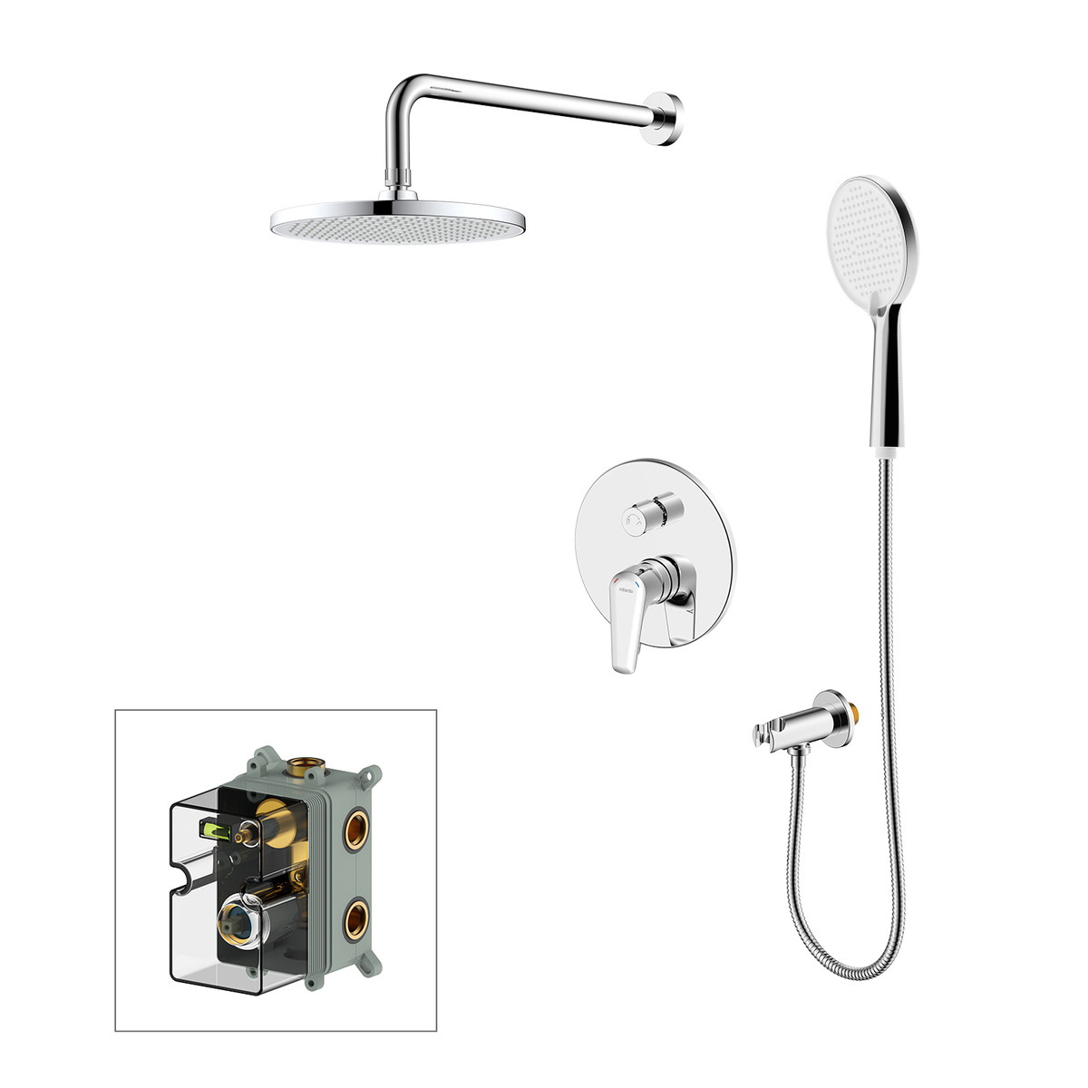 Изображение товара Душевая система MILARDO Dale DALSB02M67 с тропическим и ручным душем, хром