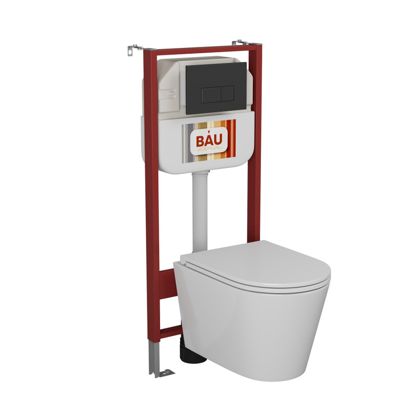 Изображение товара Комплект инсталляции и унитаза BAUEDGE NEO 45, 6 в 1, белый