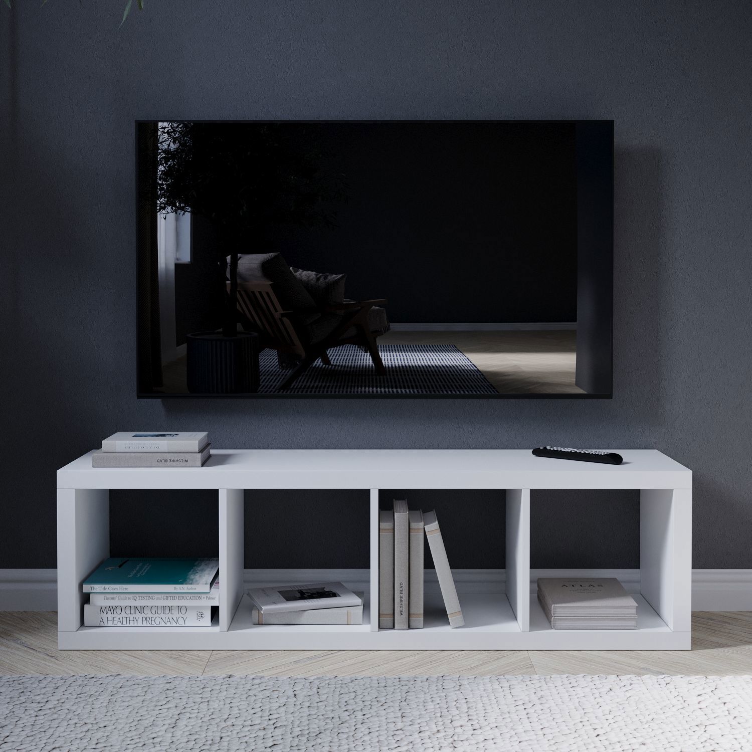 Изображение товара Стеллаж Руан 4 секции KONSENSA 40.4x143.7x31.7 см ЛДСП цвет белый