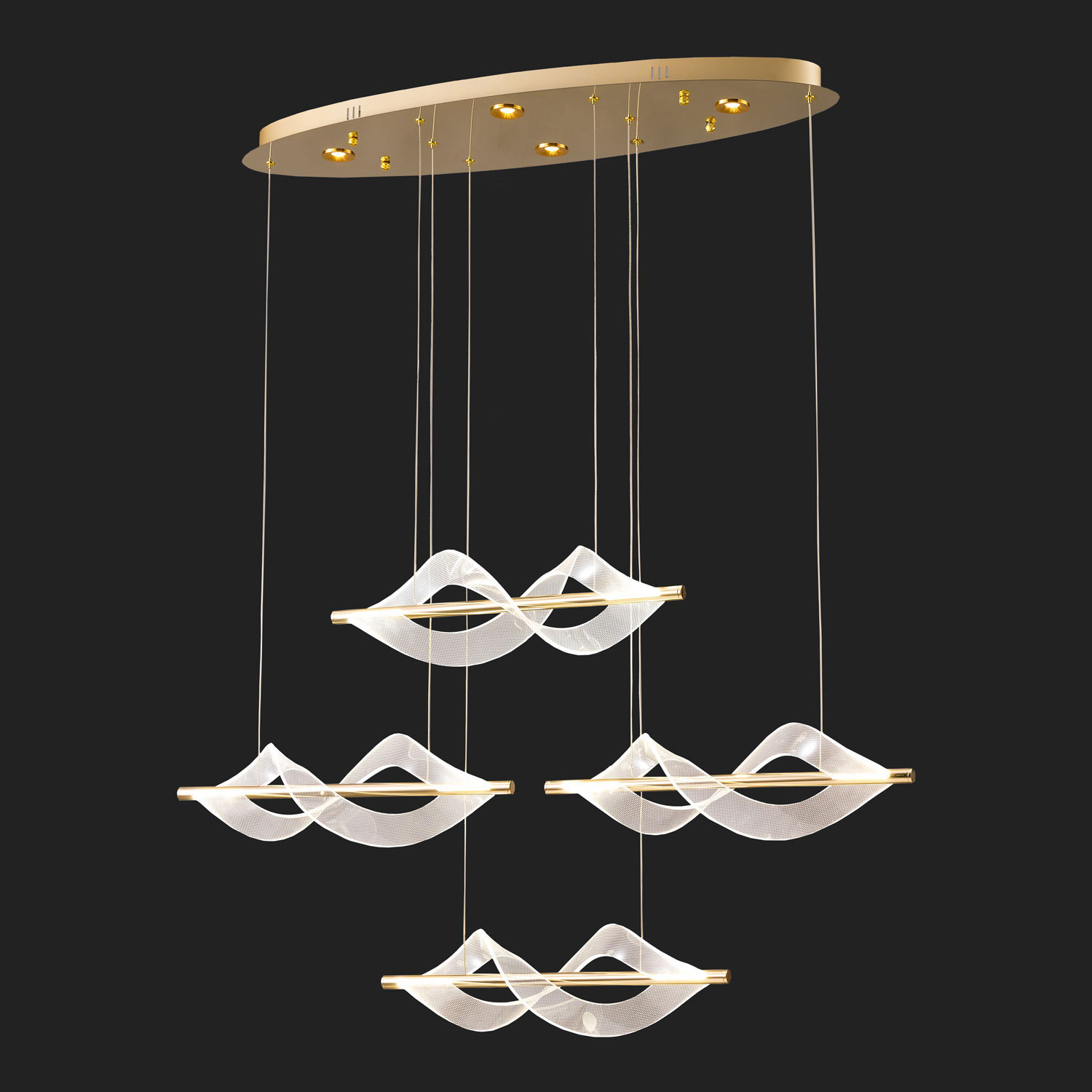 Изображение товара Люстра подвесная светодиодная Lussole Knox 30 м² современный дизайн золотая