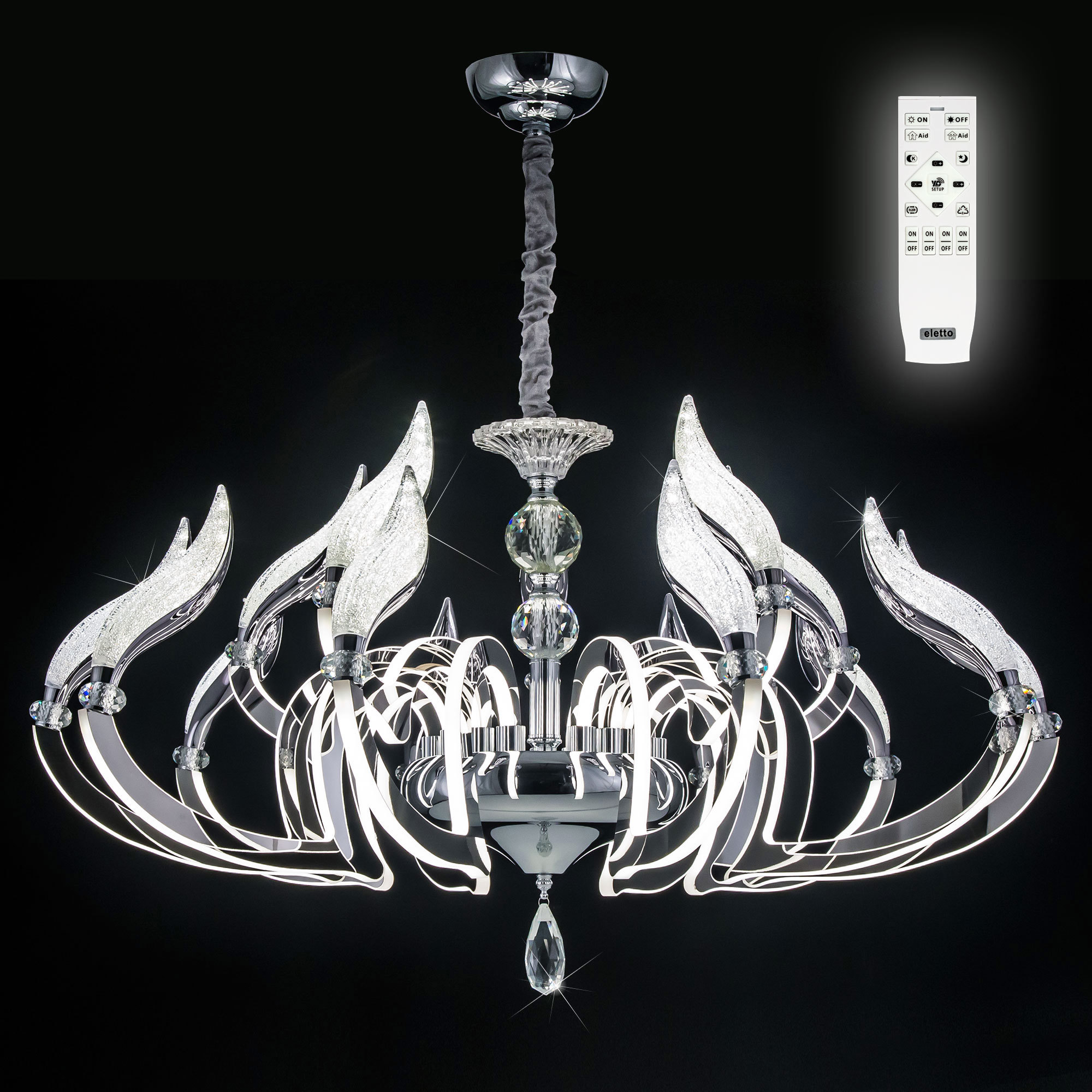 Изображение товара Люстра подвесная светодиодная EL339P12 Diva Citilux 35 м² с пультом белый серебристый